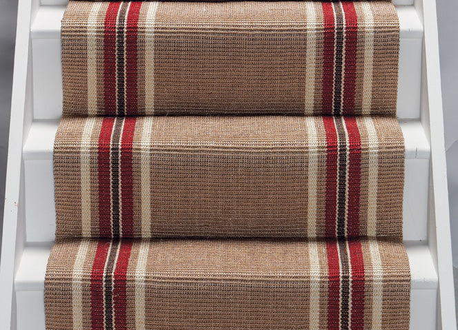 Red and white striped sisal carpet stair runner Fez Kersaint Cobb Free Delivery