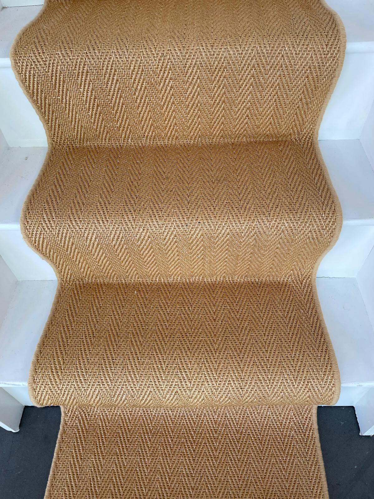 Golden sisal herringbone carpet stair runner from Alternative Flooring Hampton range