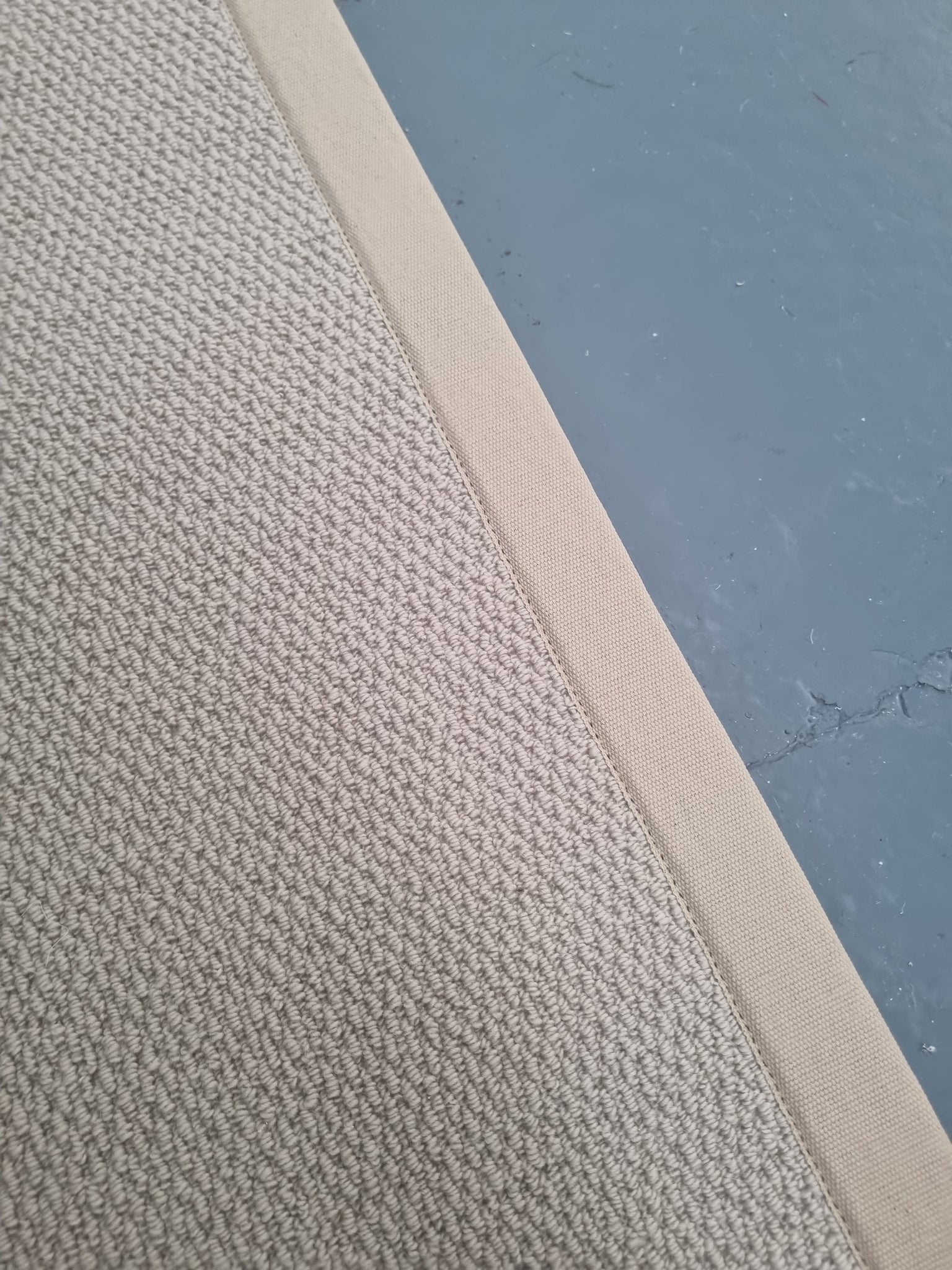 100% wool flat weave beige loop pile rug and floor runner with beige border