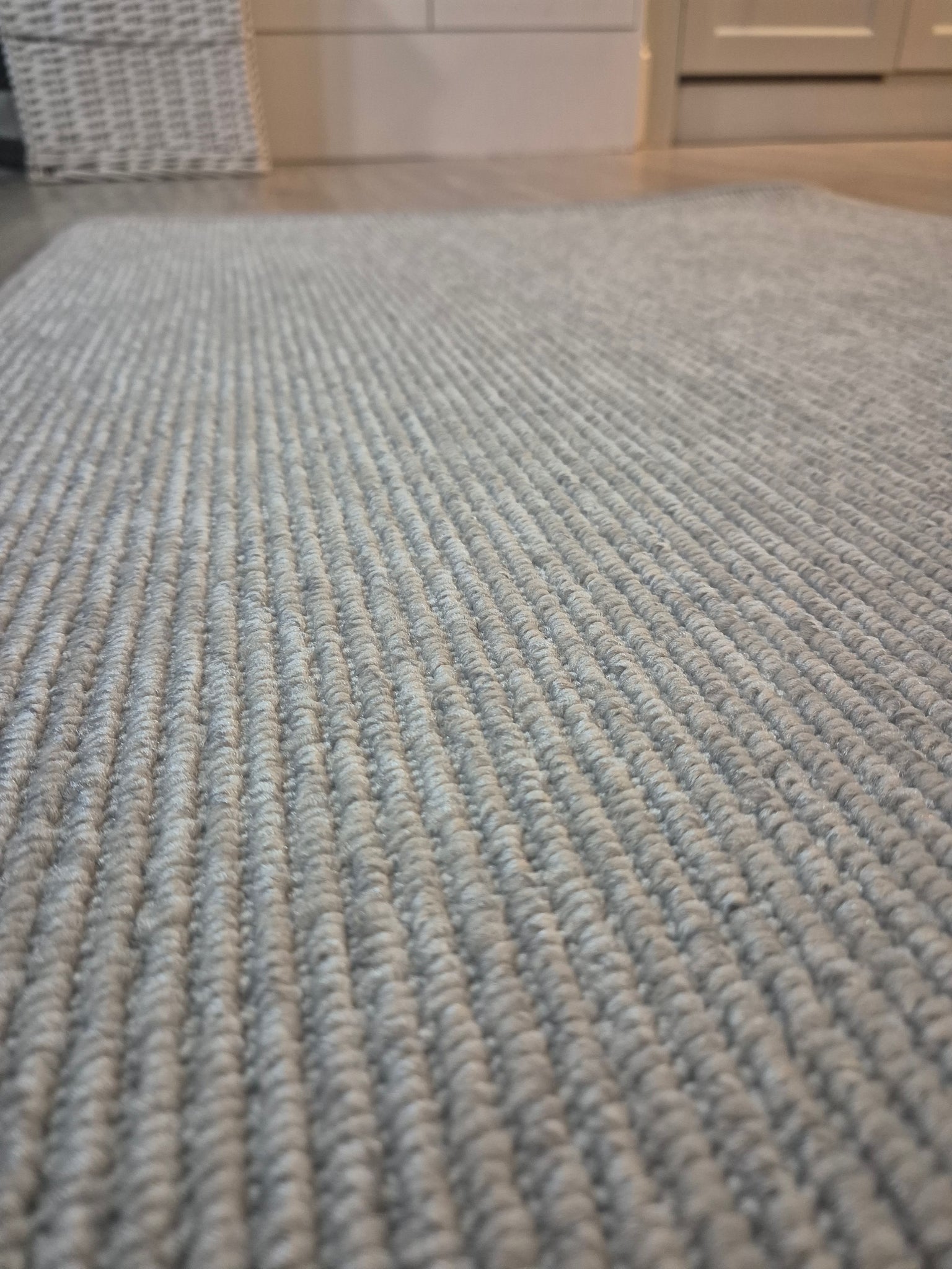 Mid grey bespoke sized rug with whipped edge - designer style R103