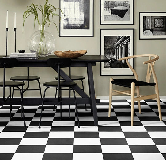 Forbo Novilon Black White Chess Cushion Vinyl Sheet Flooring ...