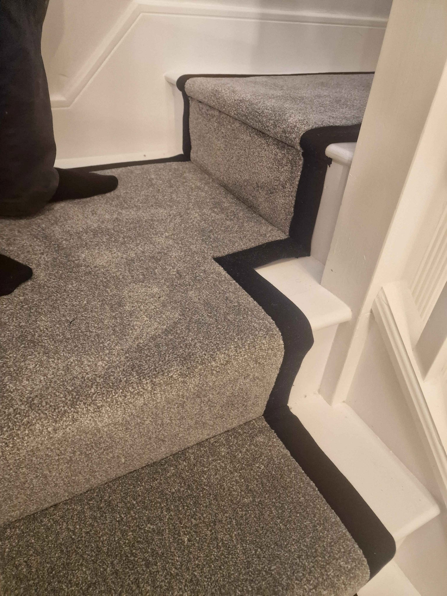 Dark grey Apollo Plus Rainstorm stair runner with black border tape