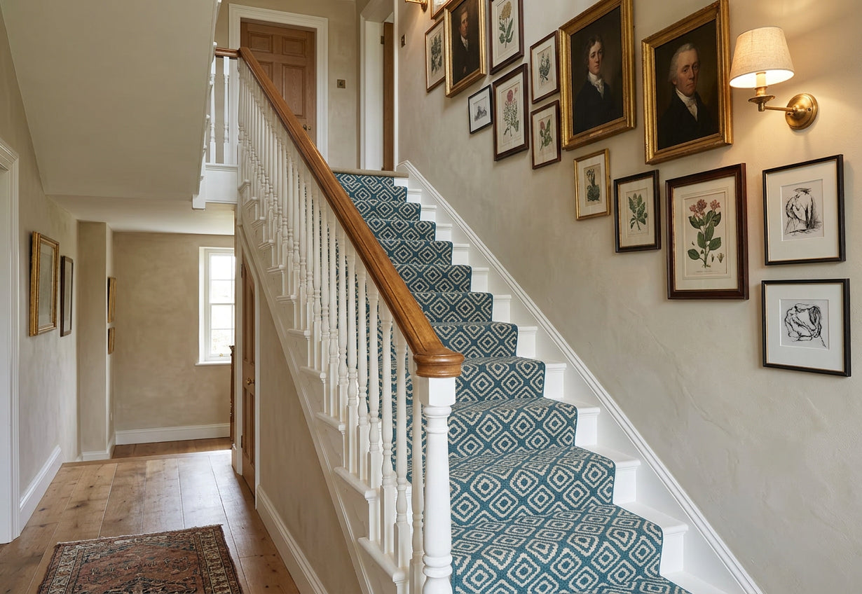 The Petronas Towers – Geometric pattern petrol blue Axminster Stair ...