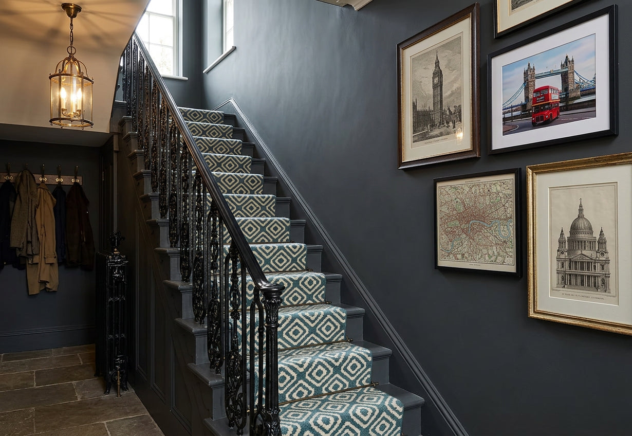 The Petronas Towers – Geometric pattern petrol blue Axminster Stair ...