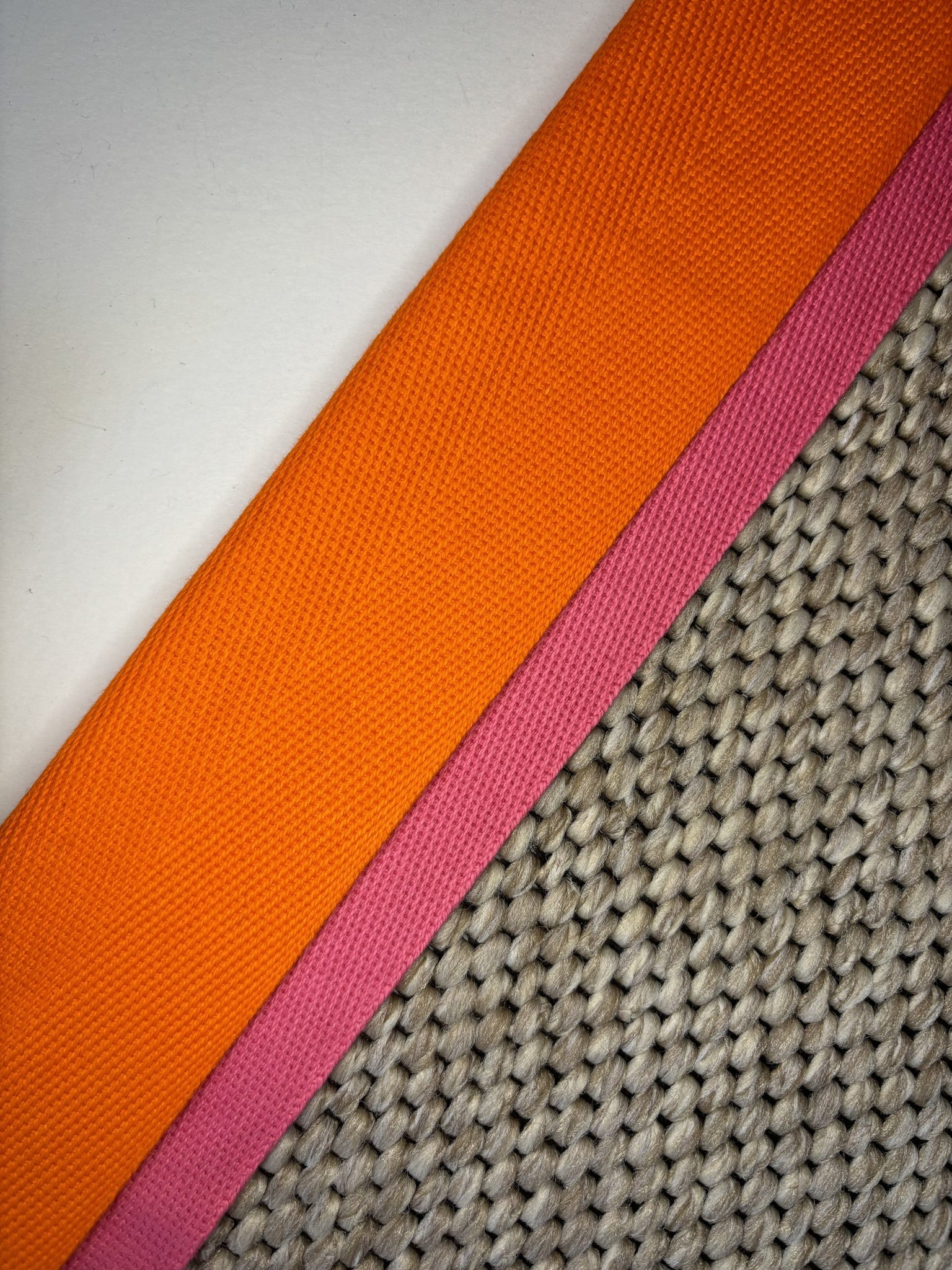 Carpet Edging Double Border Vibrant Orange and Hot Pink border tape onto carpet