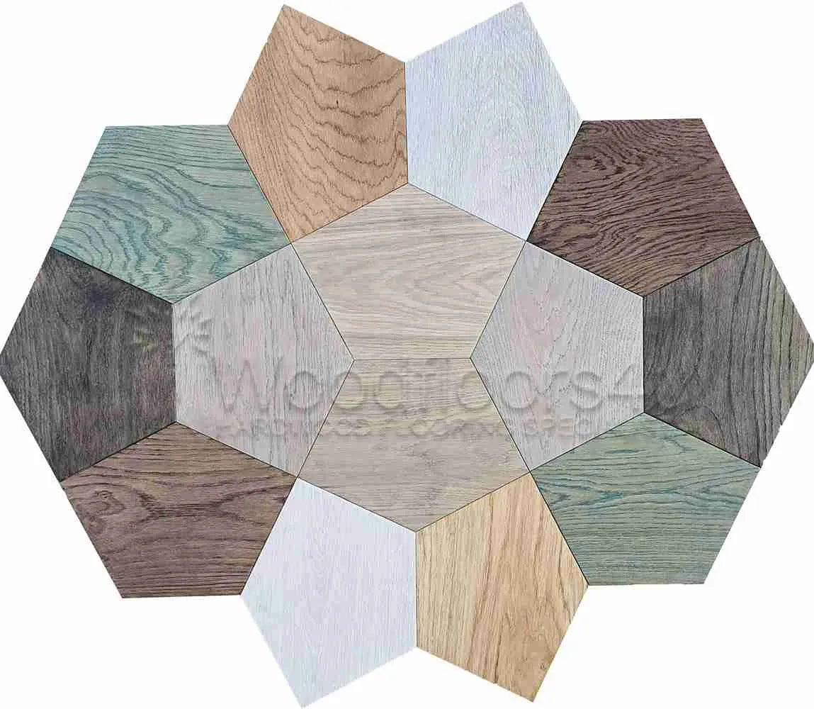 Fenston Carter Wood Flooring Geometric Pentagon Crown Classic Oak Unfinished