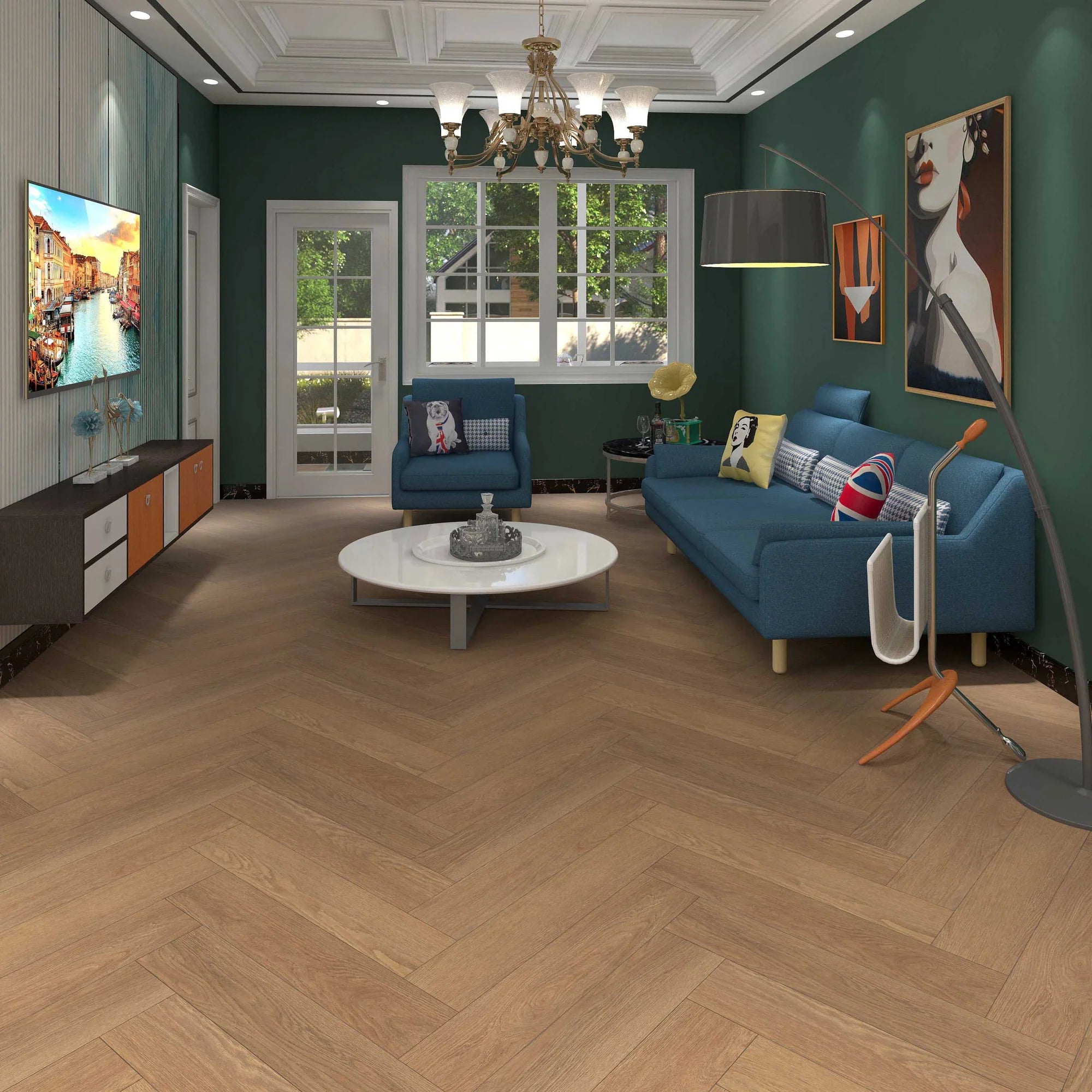 Plusfloor Luxury Click Lock Vinyl Flooring Elements Actinium Oak Herringbone