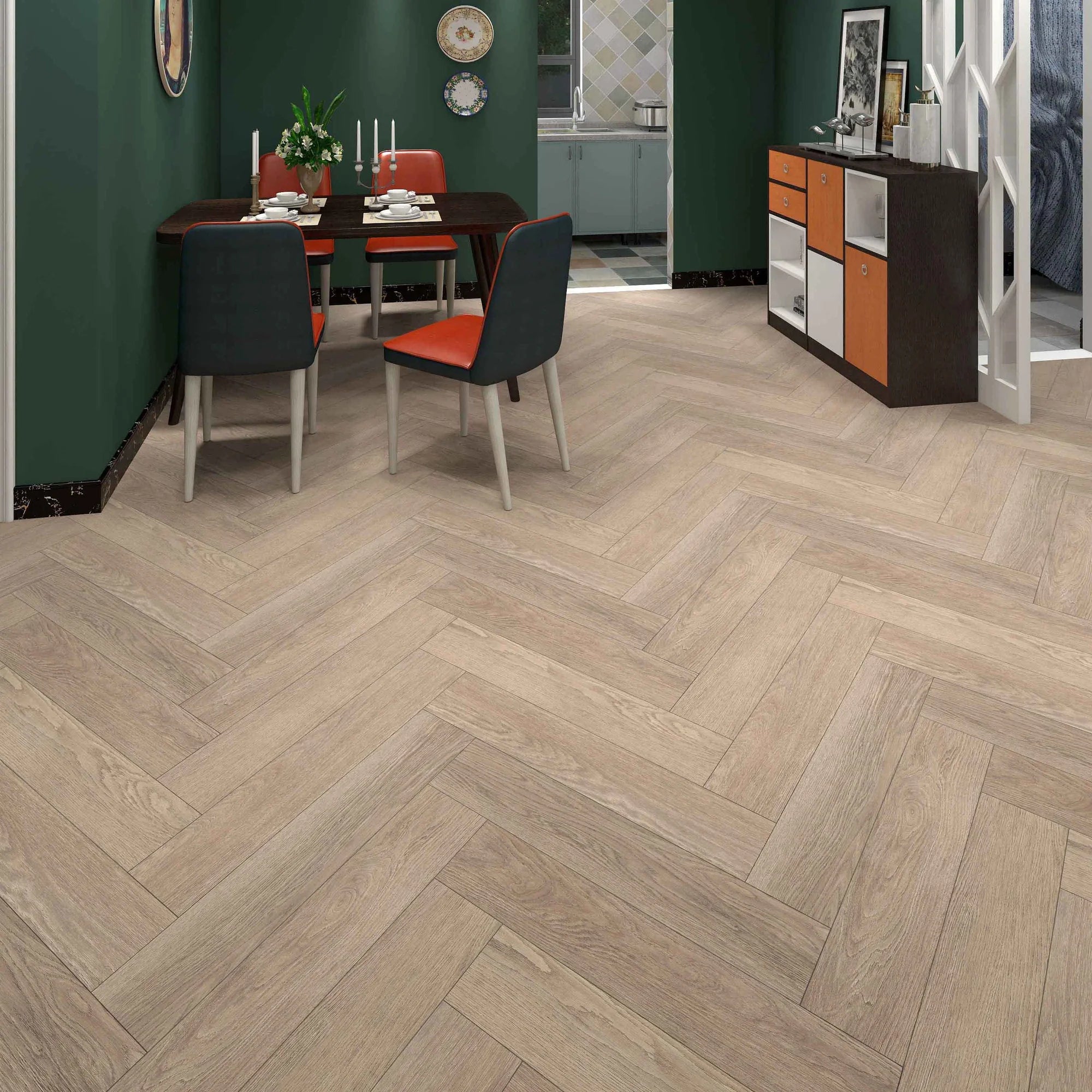 Plusfloor Luxury Click Lock Vinyl Flooring Elements Calcium Oak Herringbone