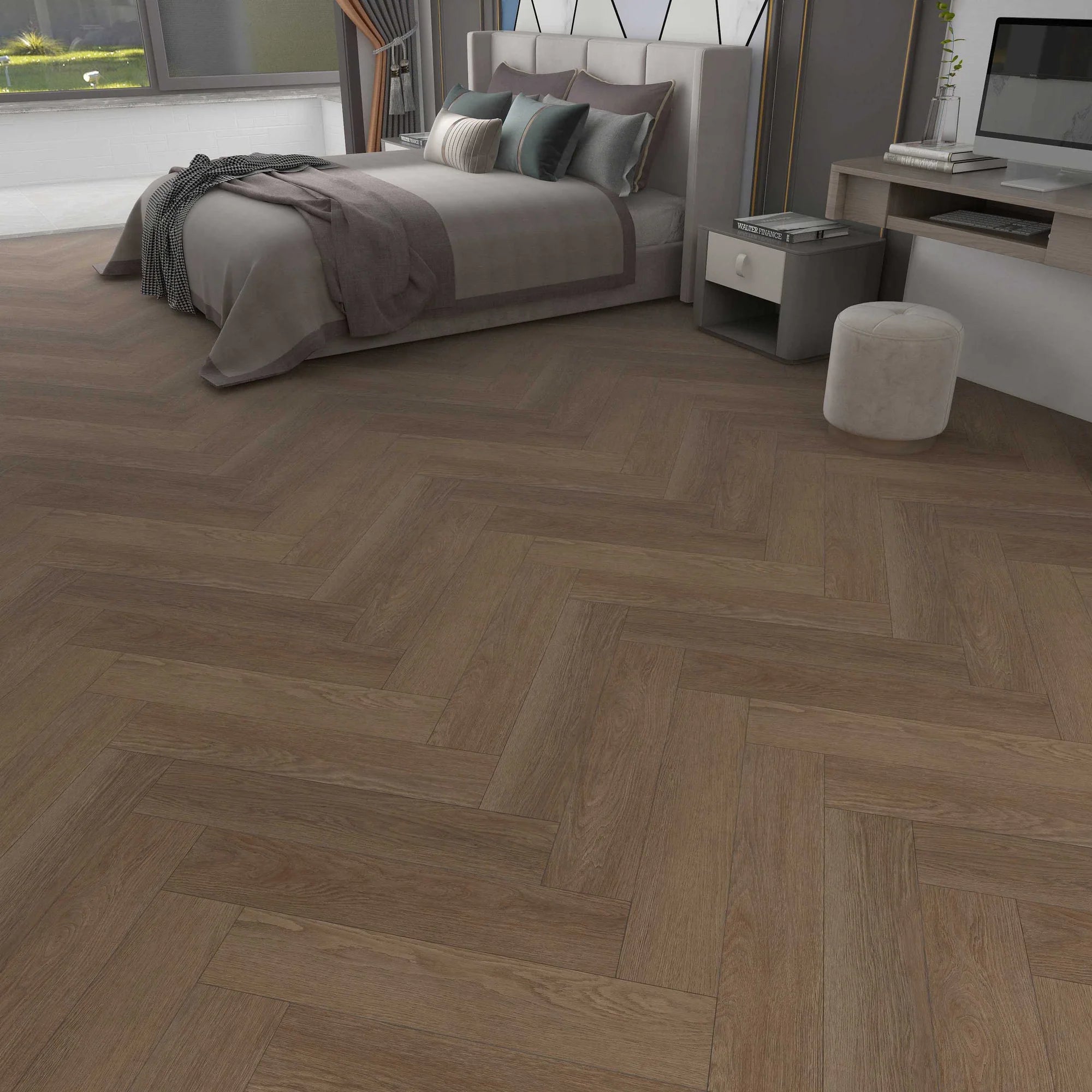 Plusfloor Luxury Click Lock Vinyl Flooring Elements Copper Oak Herringbone