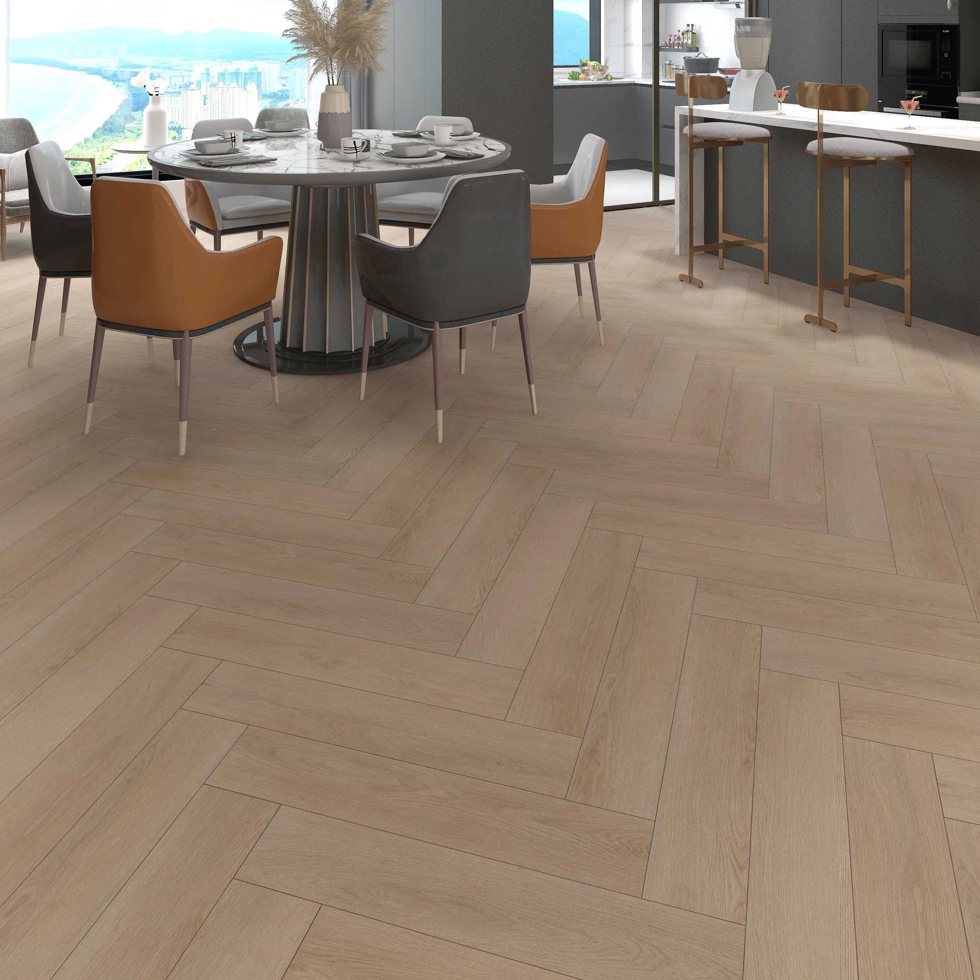 Plusfloor Luxury Click Lock Vinyl Flooring Elements Iron Oak Herringbone