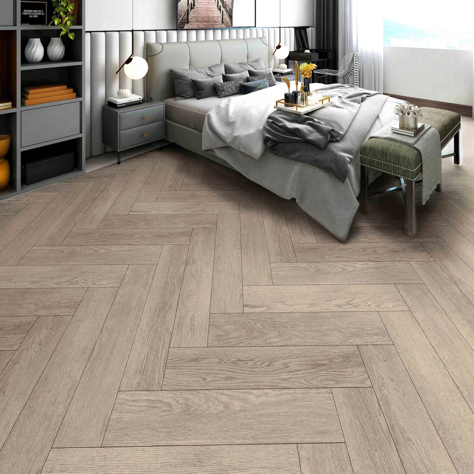 Plusfloor Luxury Click Lock Vinyl Flooring Elements Mercury Oak Herringbone