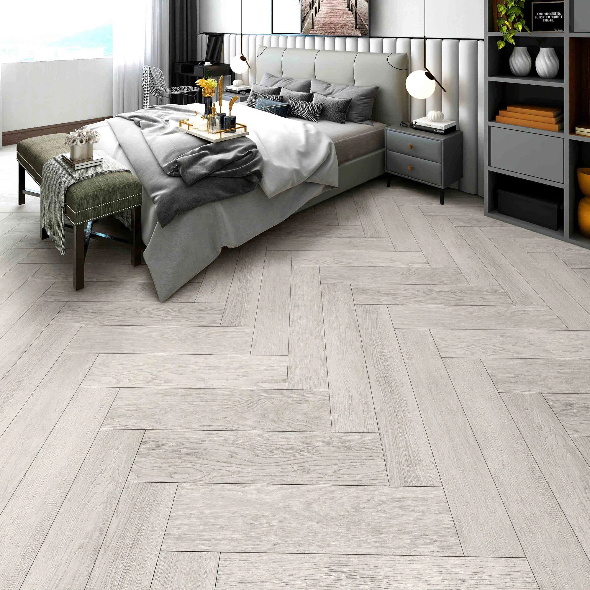 Plusfloor Luxury Click Lock Vinyl Flooring Elements Nickel Oak Herringbone