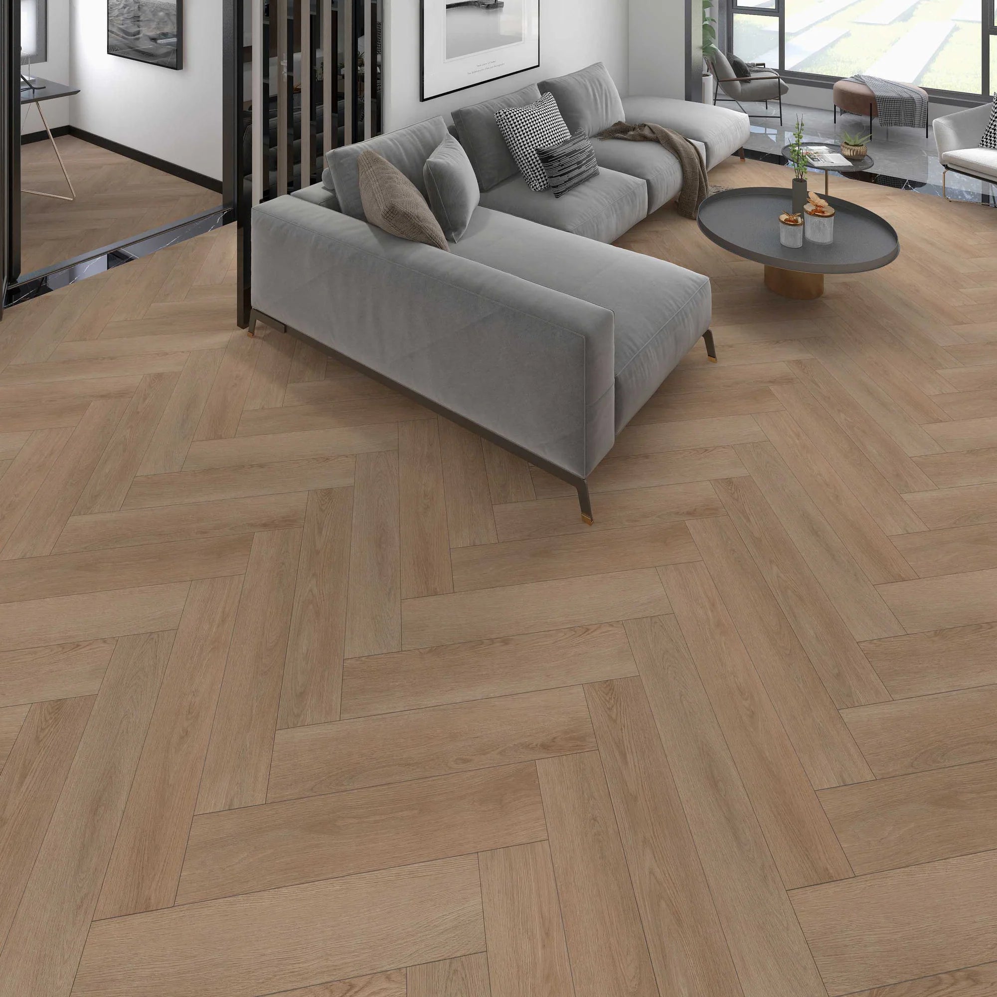 Plusfloor Luxury Click Lock Vinyl Flooring Elements Uranium Oak Herringbone