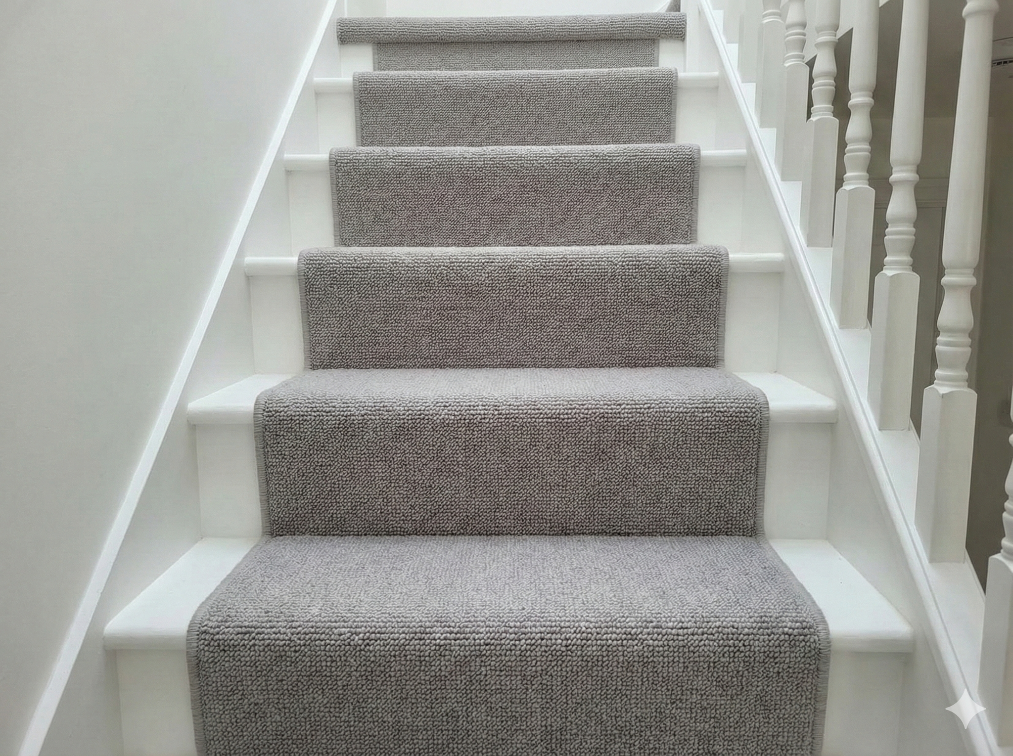 The Amelia. A light grey wool mix boucle loop stair runner with whipped ...