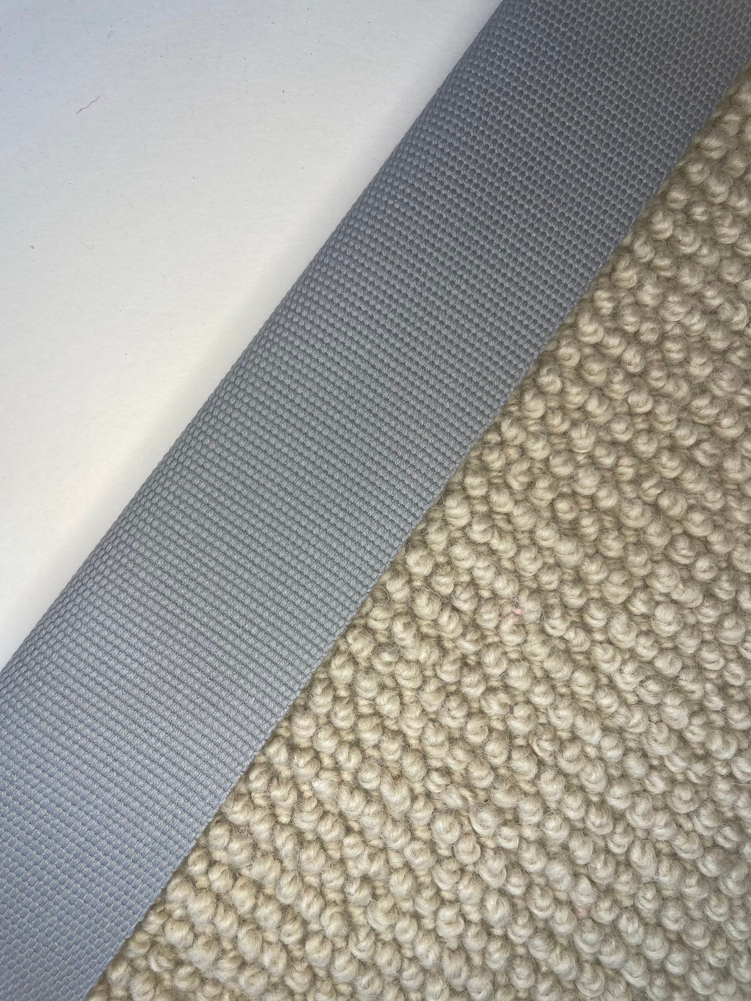 Carpet Edging Plain Border Plain Weave Ghost Gray border tape onto carpet