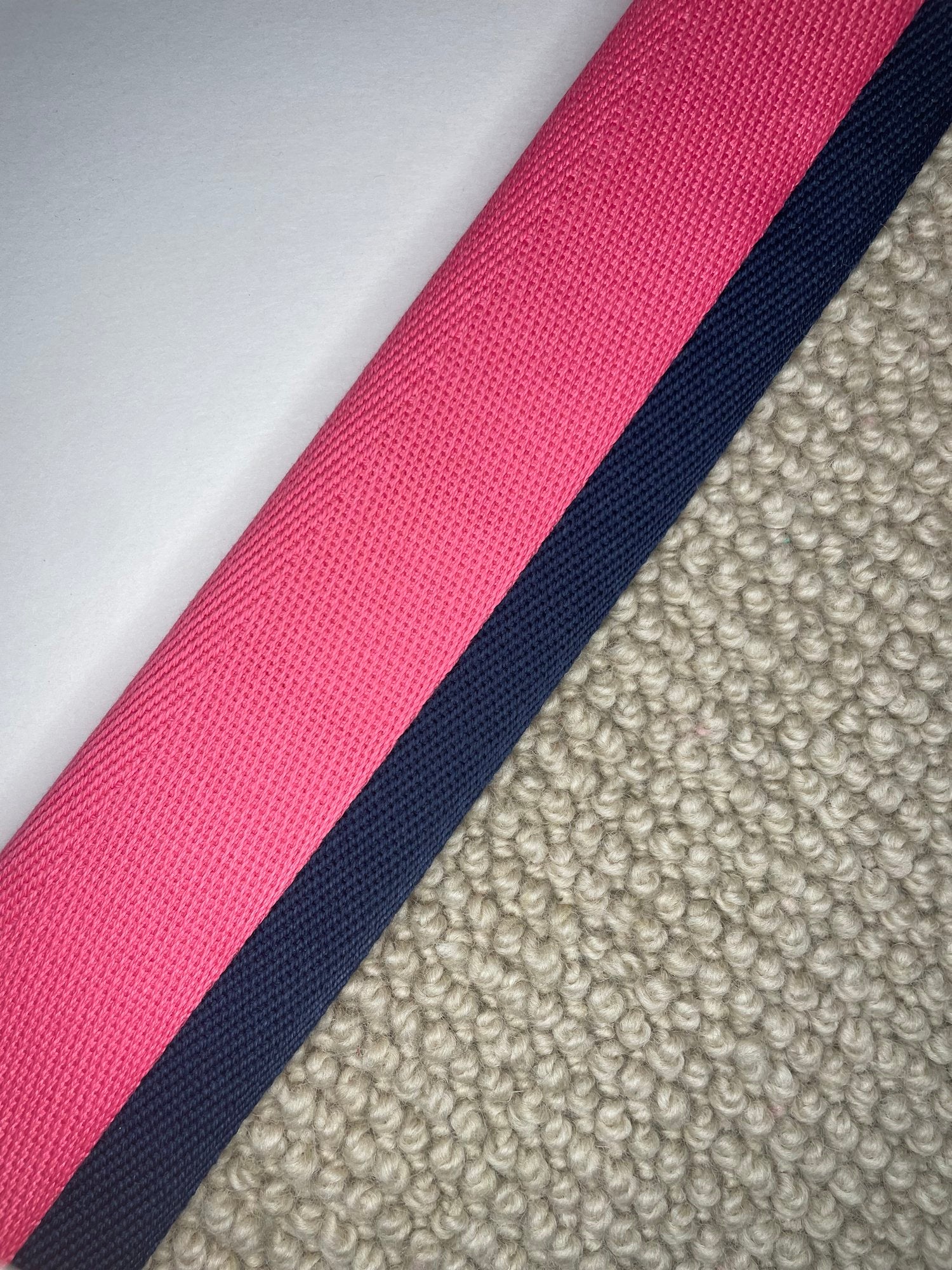 Carpet Edging Double Border Hot Pink And Pageant Blue border tape onto carpet