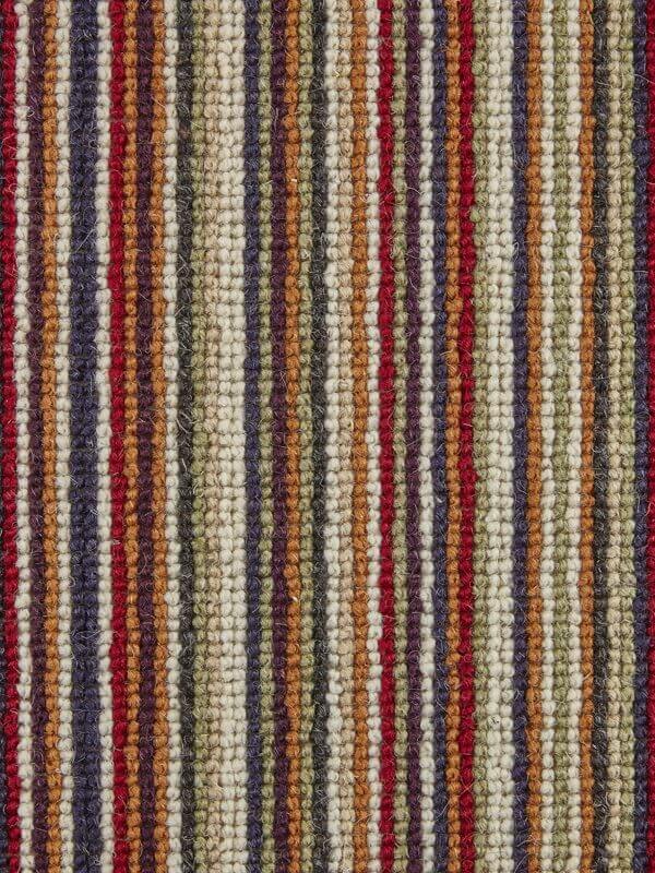 Striped wool stair runner, red, orange, purple, cream, blue, green - hand-made to order