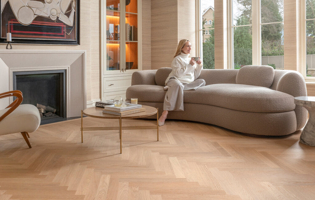 Ted Todd Residence Engineered Wood Flooring - Motcombs Chevron