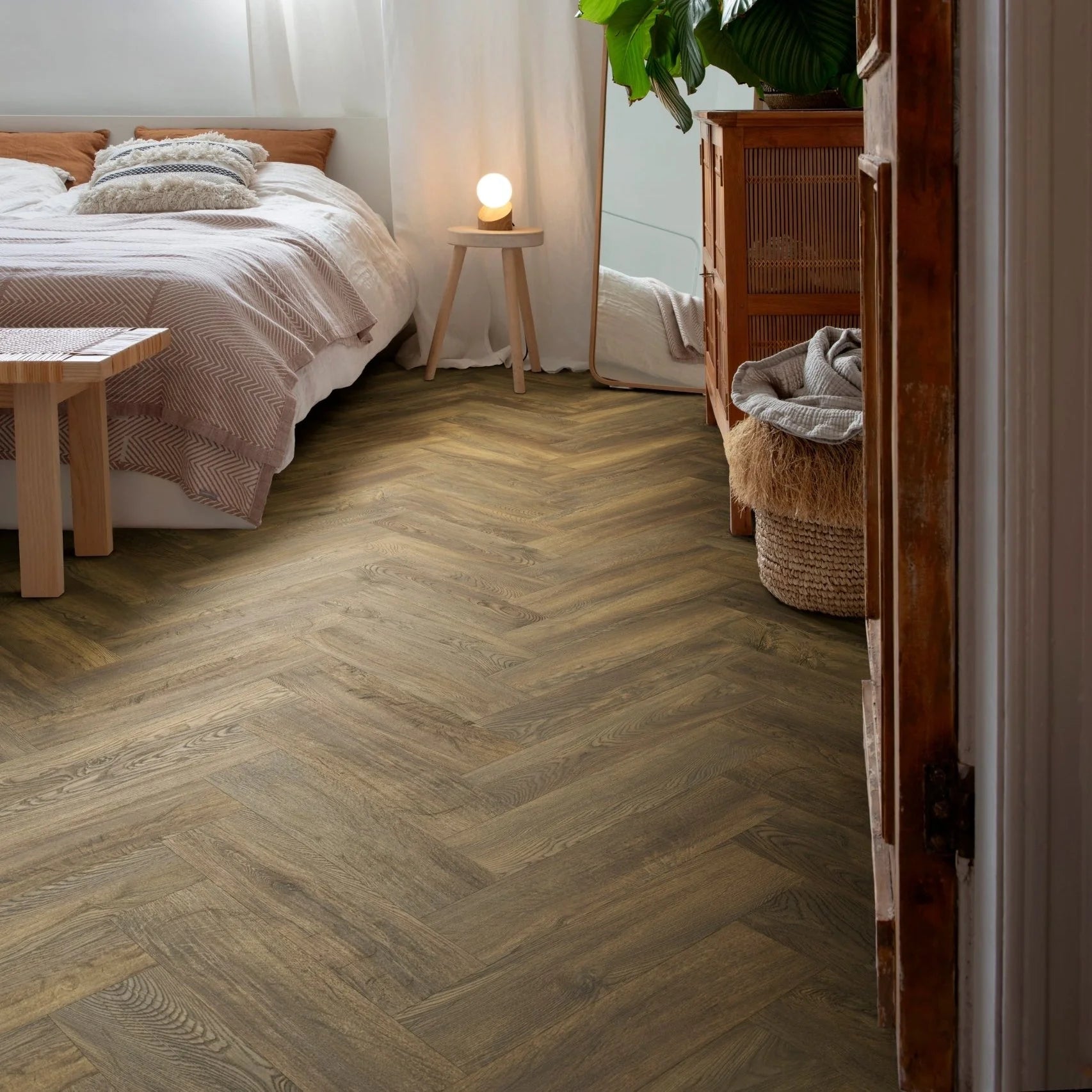 Plusfloor Luxury Glue Down Vinyl Flooring Formation Herringbone Prairie Jute