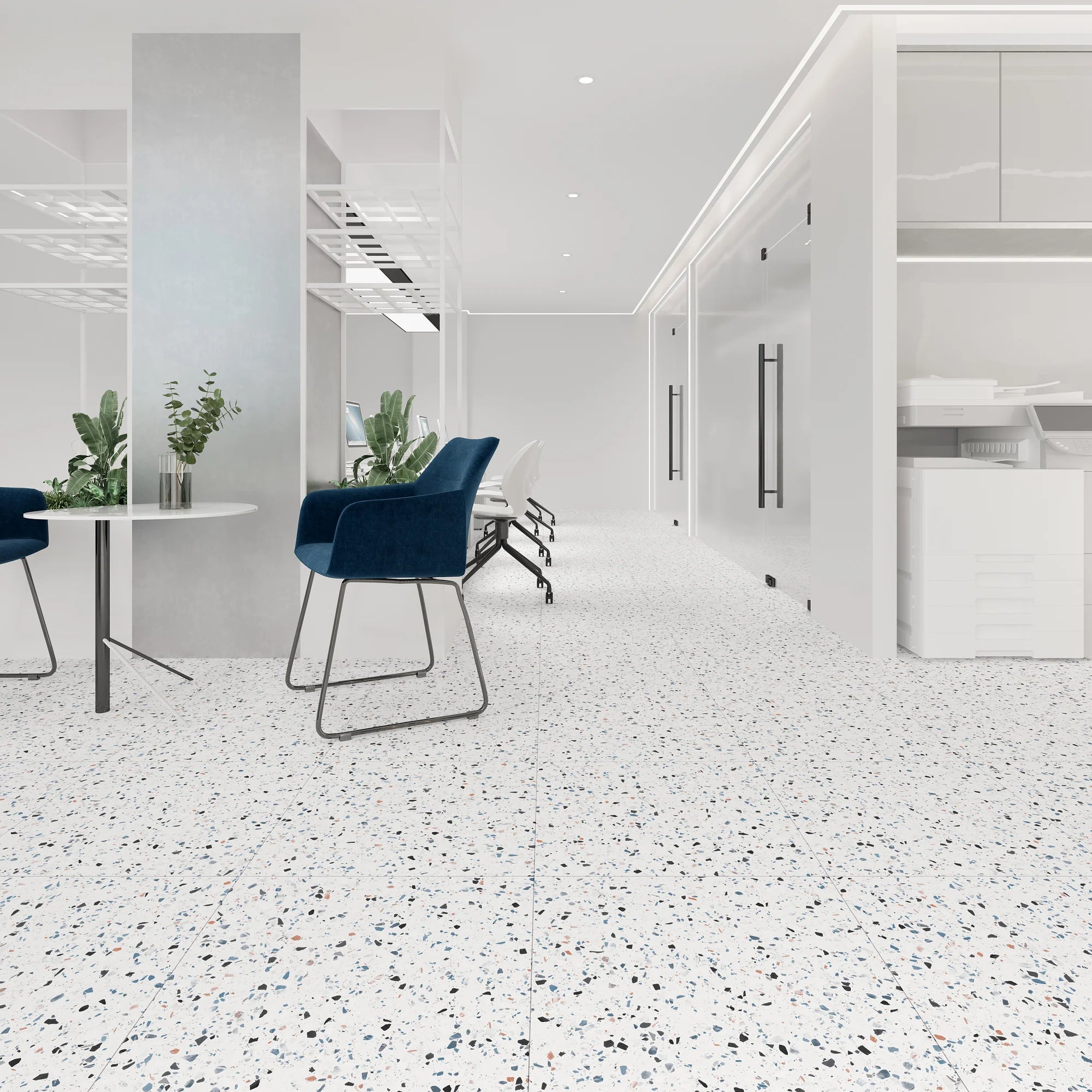Plusfloor Luxury Loose Lay Vinyl Flooring Terrazzo Square Icy Freeze