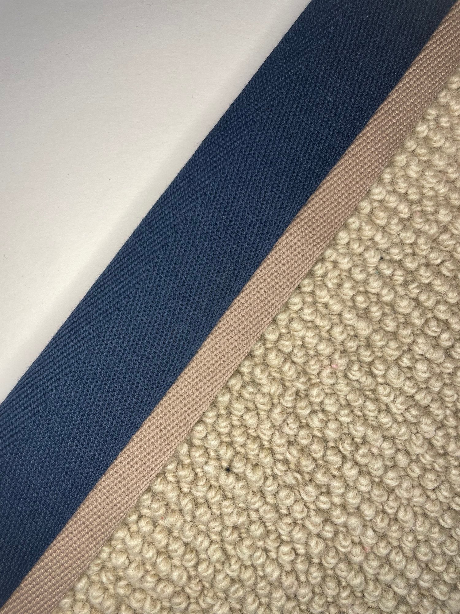 Carpet Edging Double Border Pageant Blue And Mocha Meringue border tape onto carpet