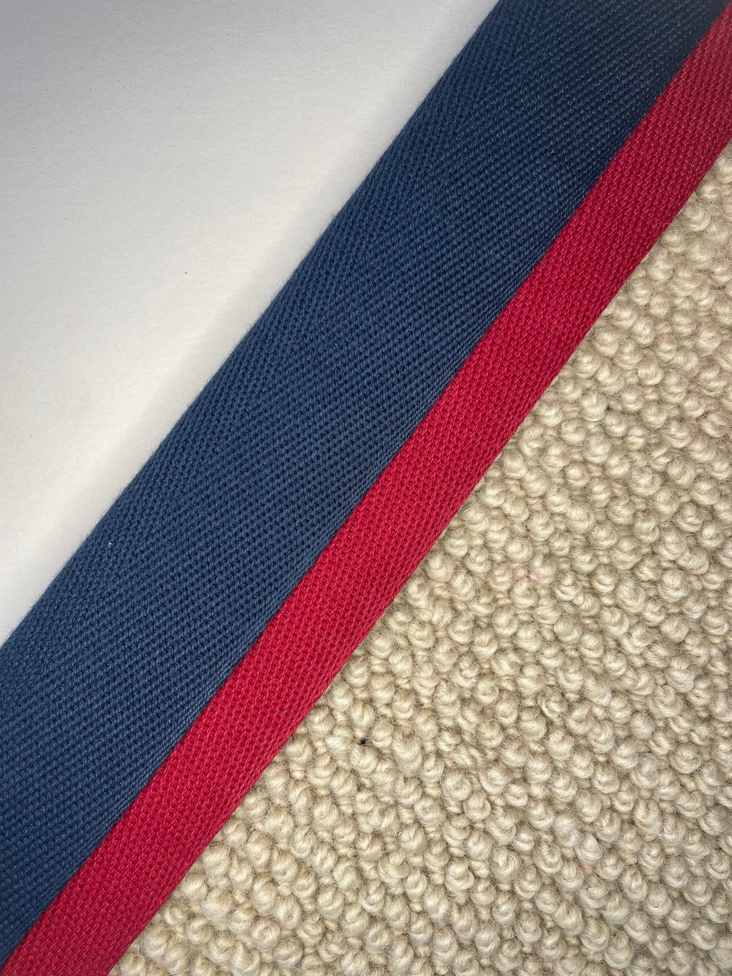 Carpet Edging Double Border Pageant Blue And Karanda Red border tape onto carpet