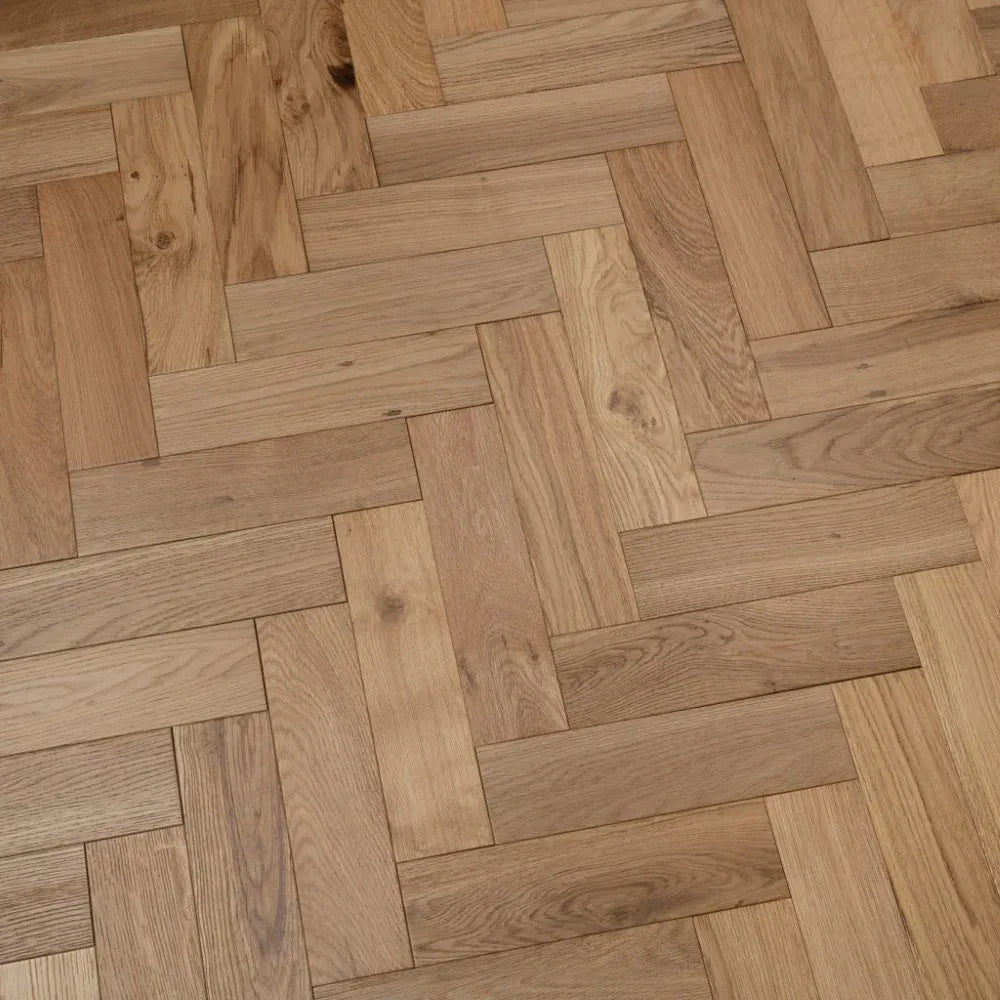 Fenston Carter Natural Oak Parquet Brushed & Matt Lacquered Flooring