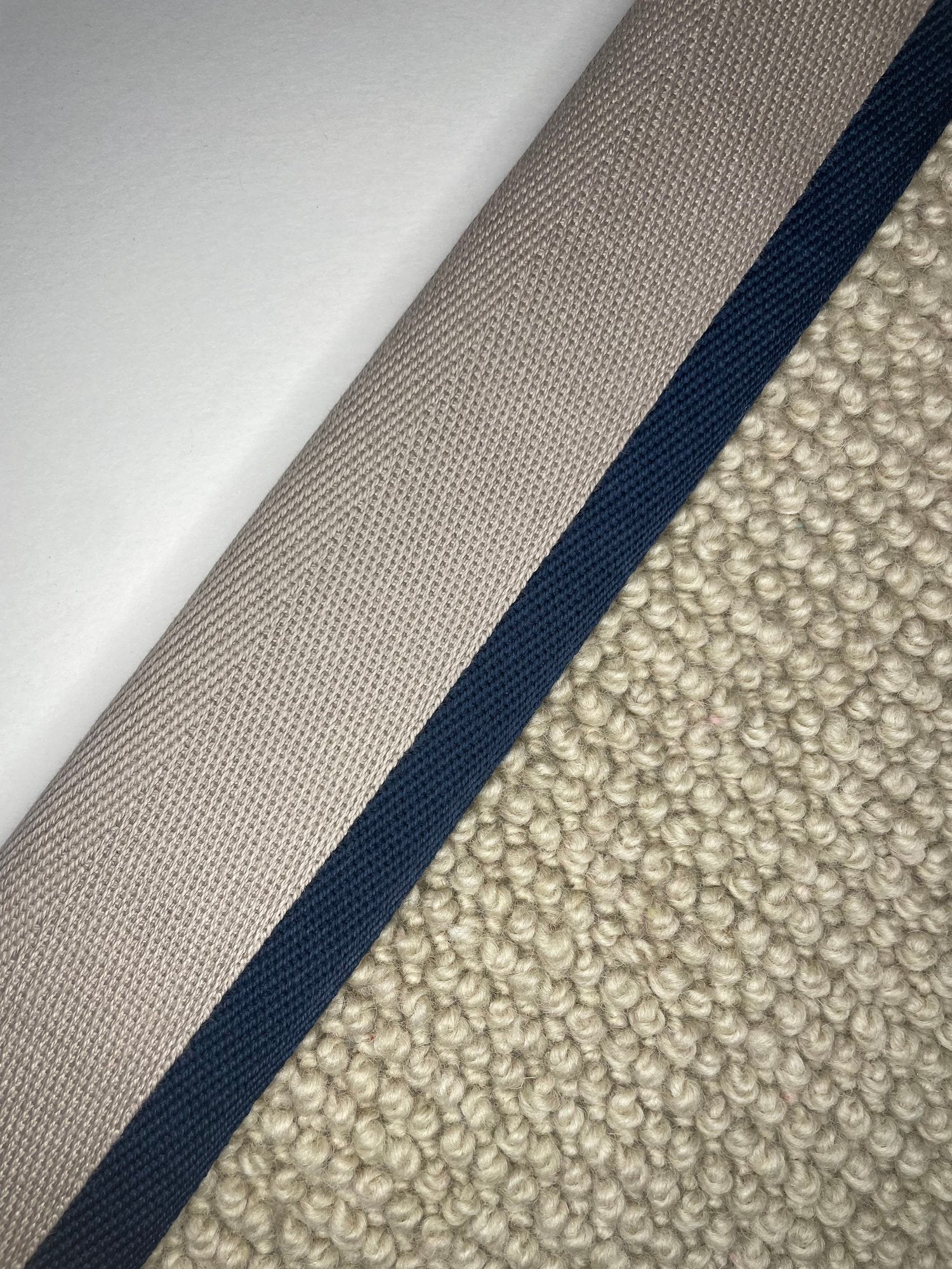 Carpet Edging Double Border Simply Taupe And Pageant Blue border tape onto carpet