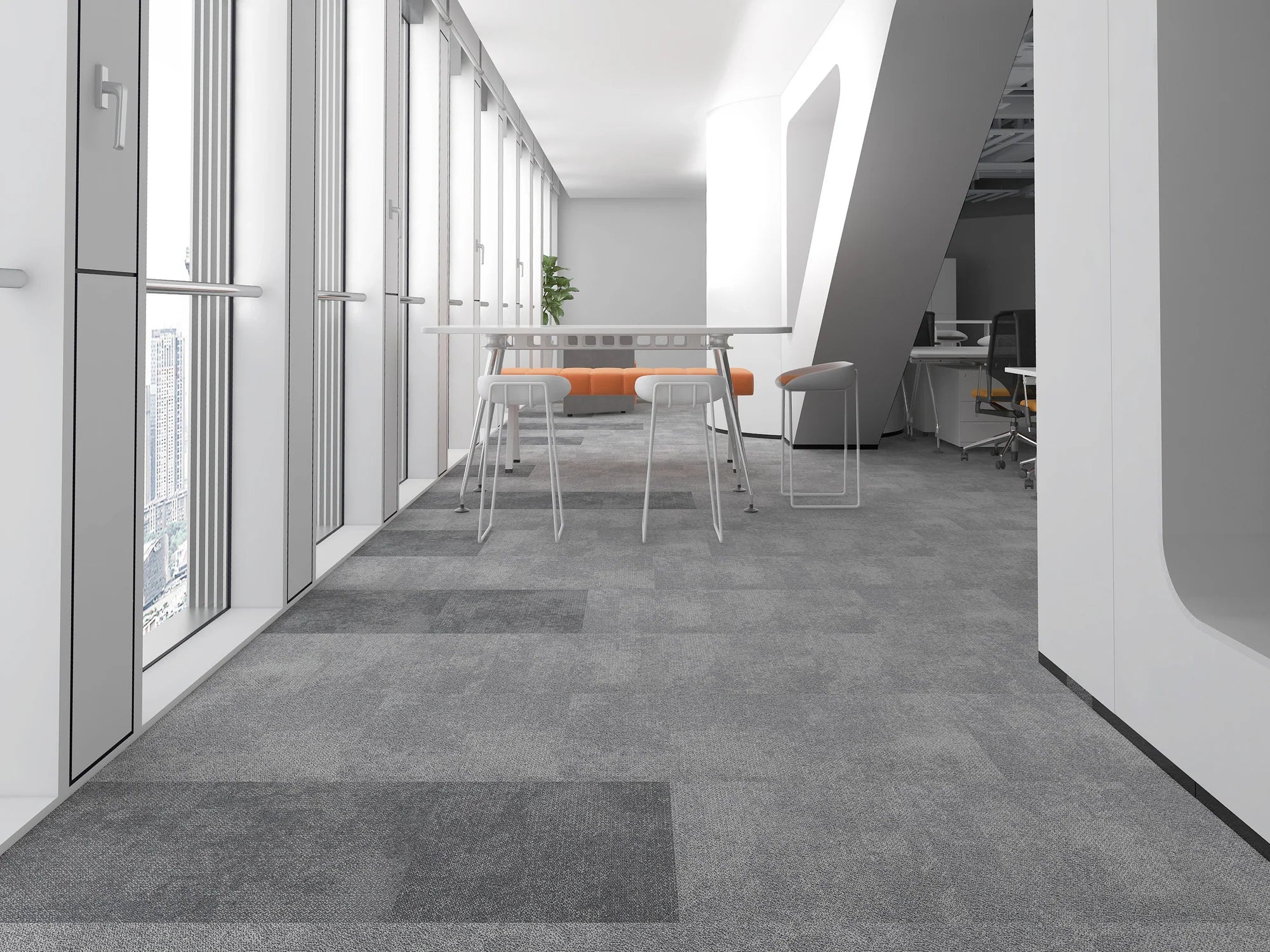 Plusfloor Altitude Cirrus carpet tiles for offices 100% Nylon