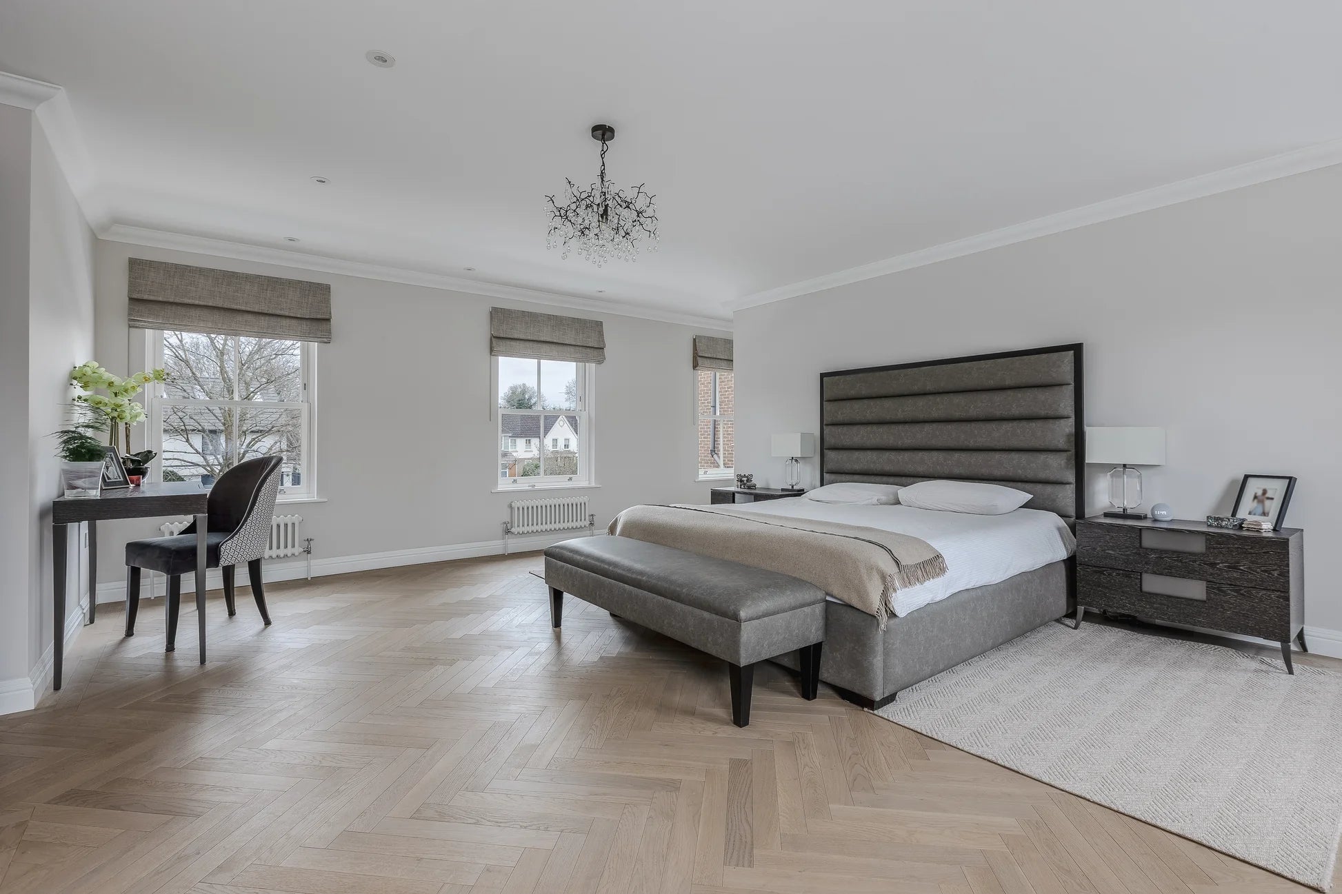 TH110 Misty Grey Strip Herringbone - V4 Wood Floor