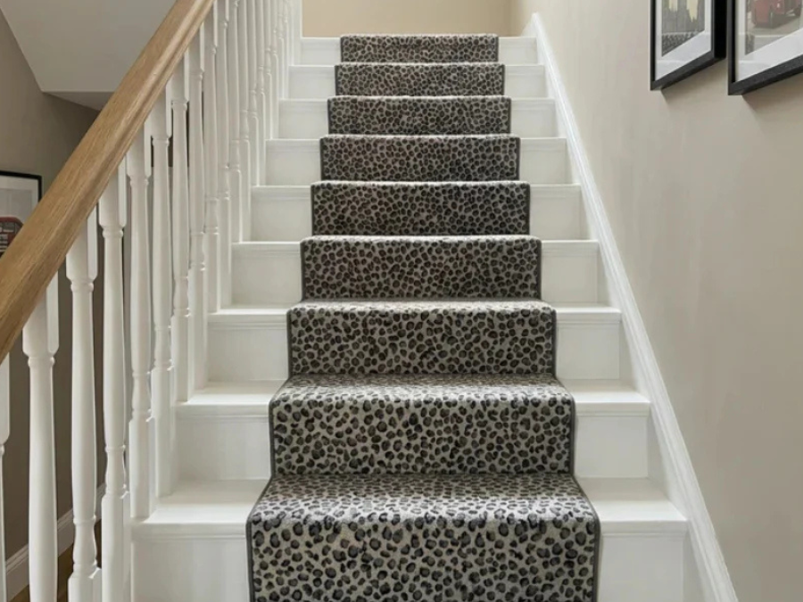 The Silver Leopard Thin. A leopard print stair runner carpet ...