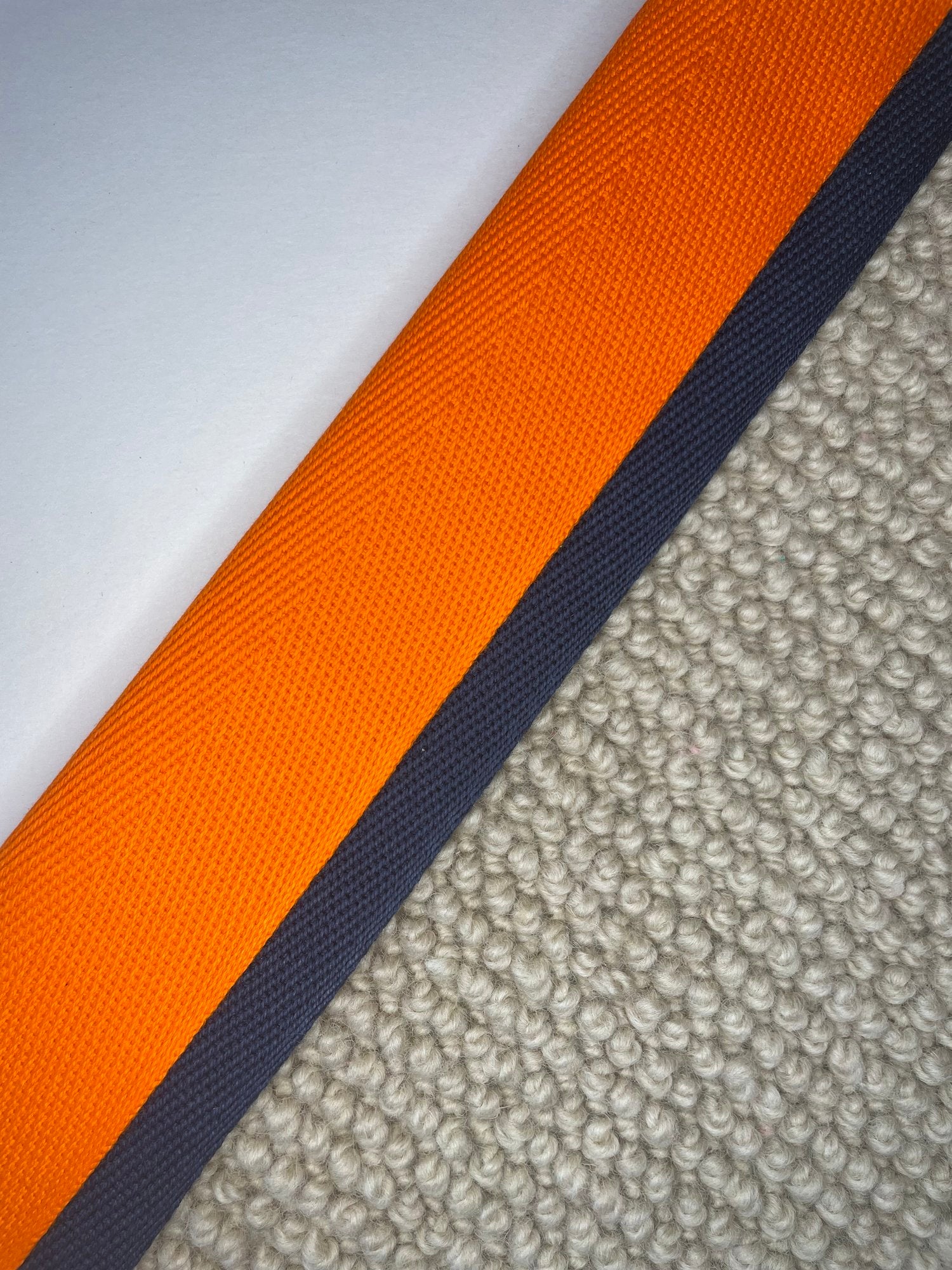 Carpet Edging Double Border Vibrant Orange And Pageant Blue border tape onto carpet