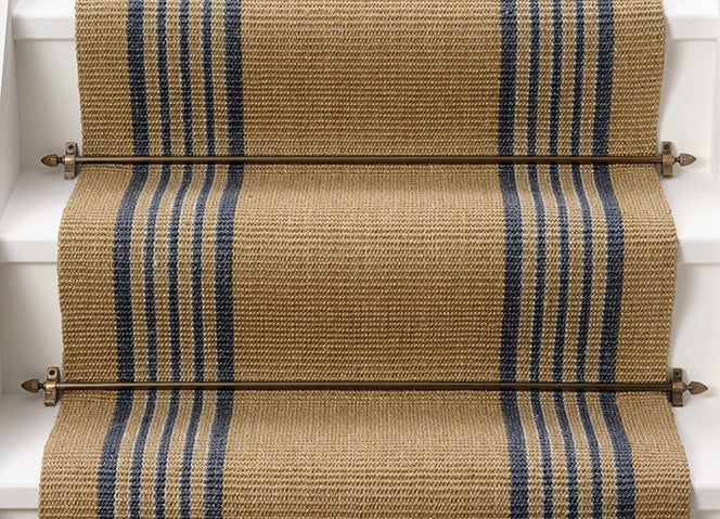 Blue striped sisal carpet stair runner Arabesque Kersaint Cobb Free Delivery
