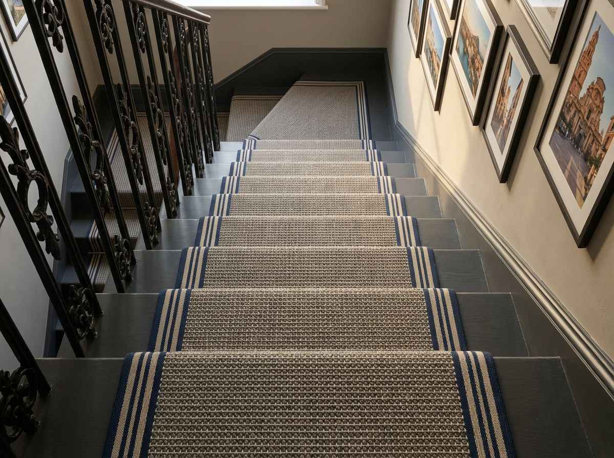 The Guildford Jazz. pebble grey brown faux sisal boucle loop stair ...