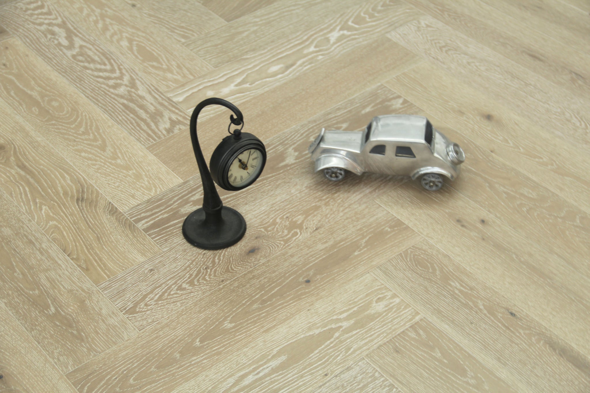 Maxzara H309 Smoked, Brushed White UV Oiled Herringbone Multiply T&G Oak Flooring