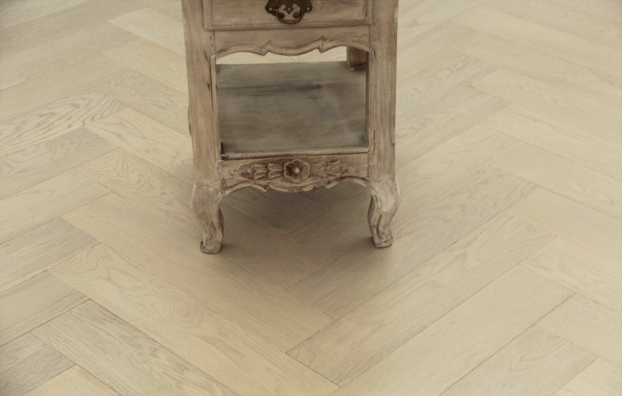 Maxzara H308 Brushed White UV Oiled Herringbone Multiply T&G Oak Flooring