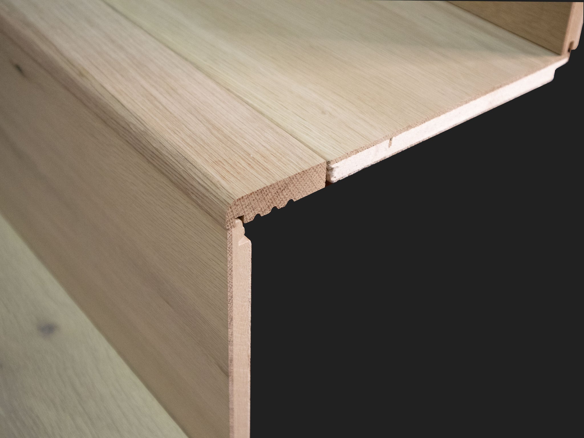 Maxzara AC032 Solid Oak Stair Nosing - Unfinished - Walnut Stained, Lacquered