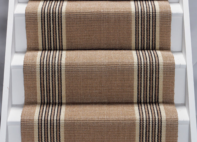 Blue and brown stripes, sisal carpet stair runner Tetouan Kersaint Cobb Free Delivery