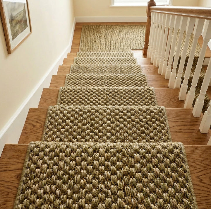 The Taunton — chunky knotted bouclé sisal stair runner with whipped edge