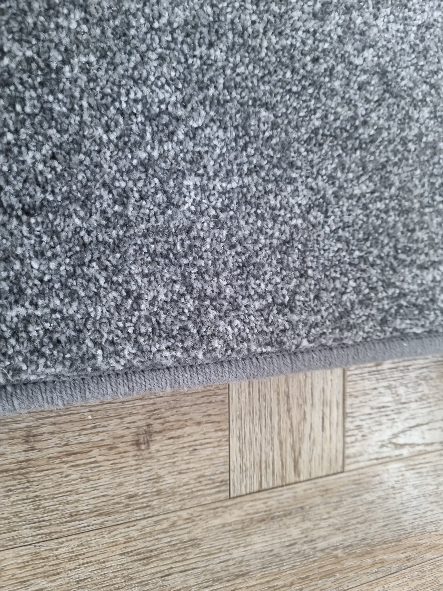 Grey carpet stair runner with whipped edge, stain resistant, Cormar Apollo Plus