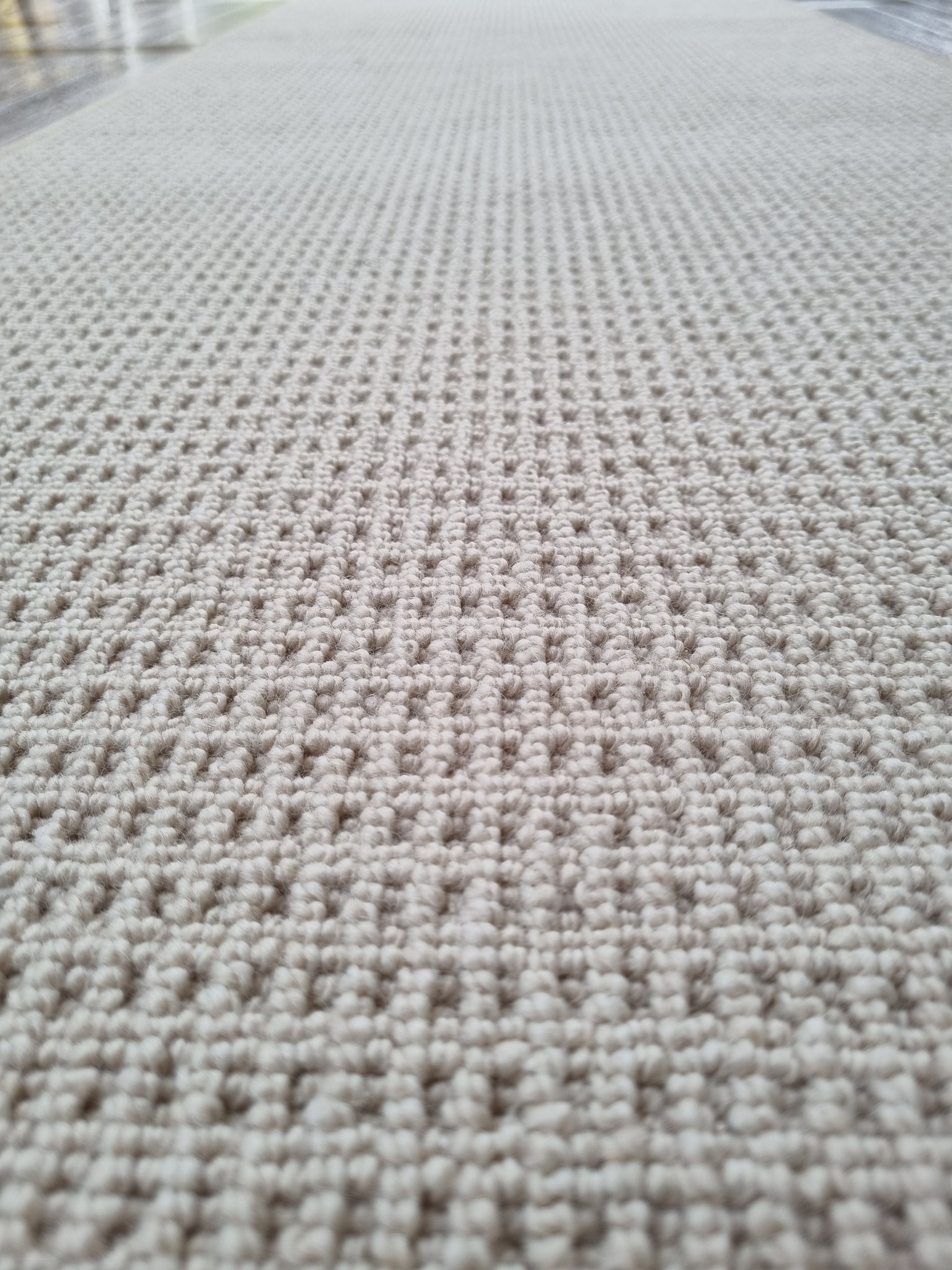 Cormar Pimlico Pavilion texture beige wool loop rug and floor runner with whipped edge