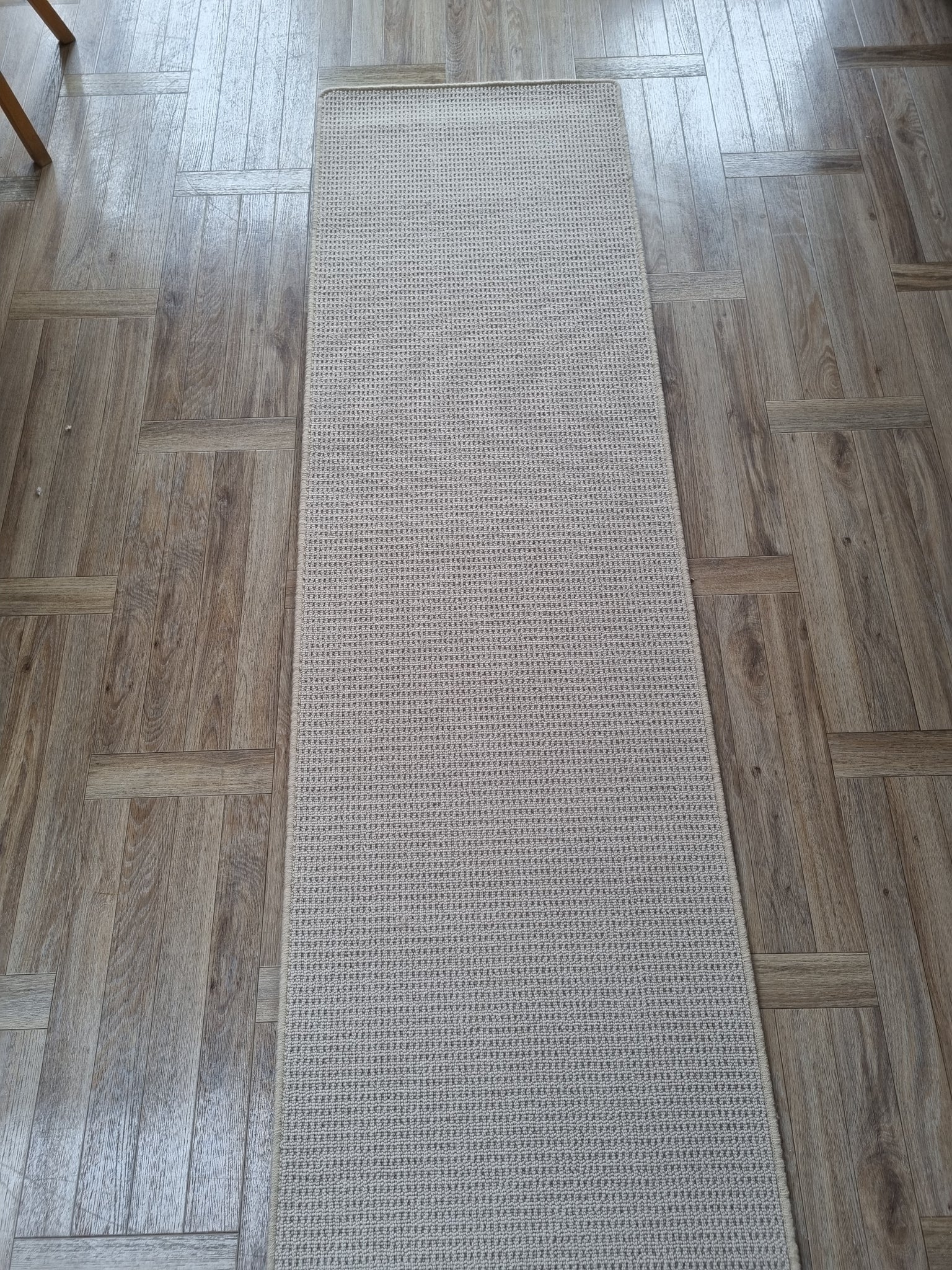 Cormar Pimlico Pavilion texture beige wool loop rug and floor runner with whipped edge