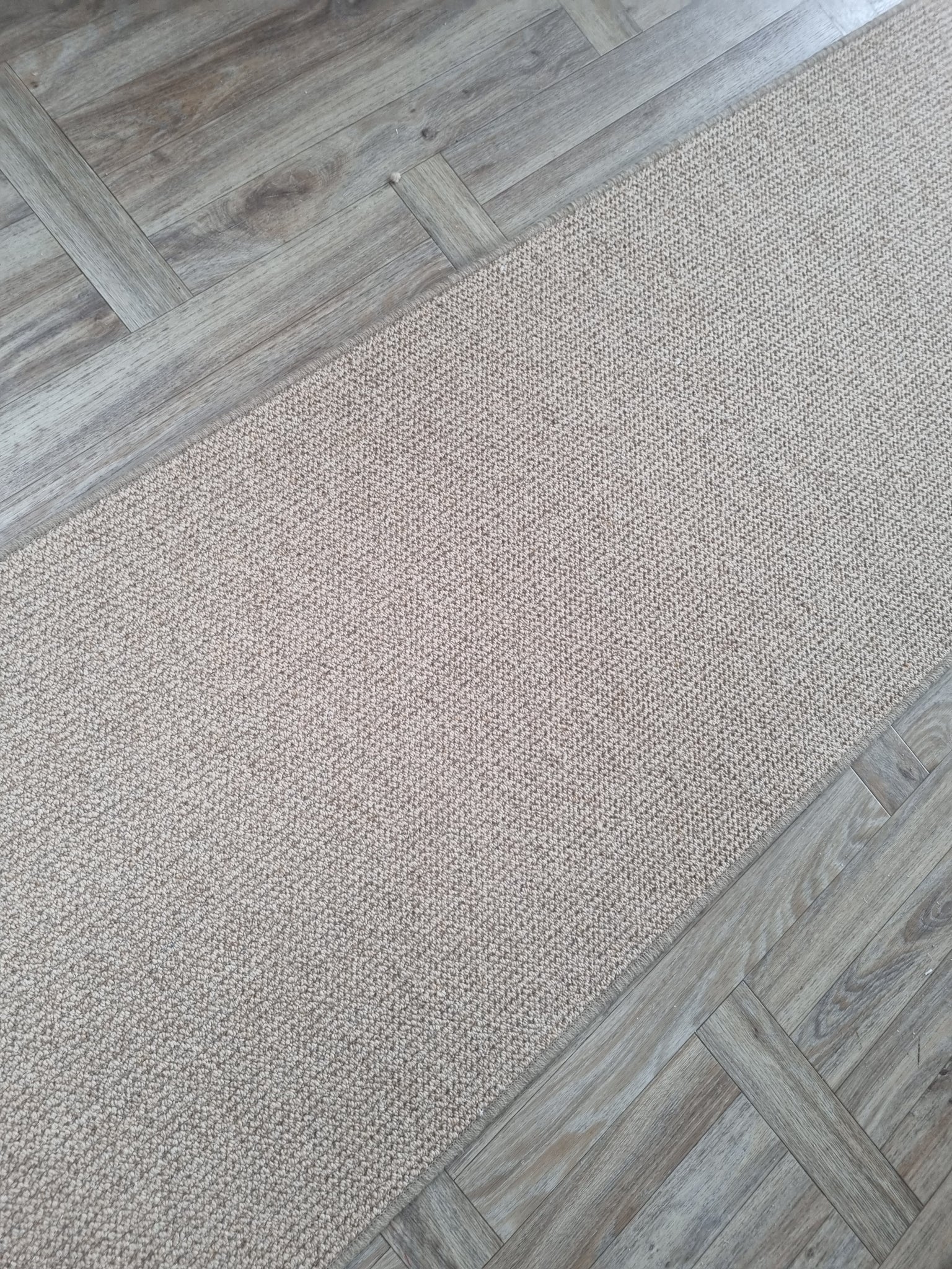 Cormar Malabar Timber 100% wool beige natural stair and floor runner whipped edges