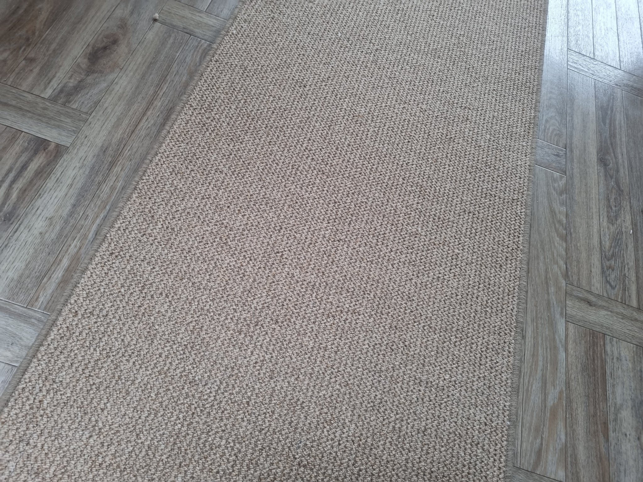 Cormar Malabar Timber 100% wool beige natural stair and floor runner whipped edges