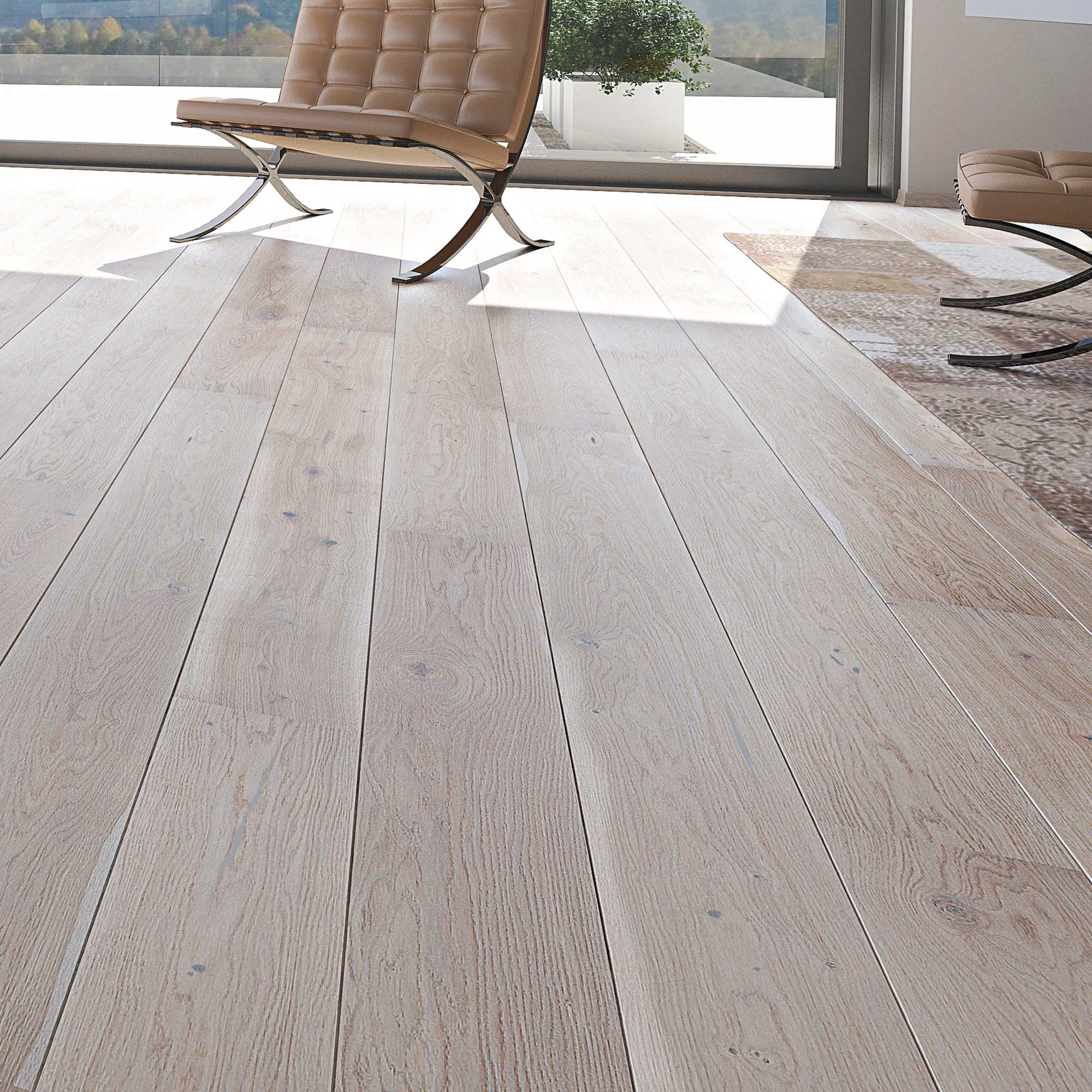 AL106 Marsh Grey Oak - Brushed & Matt Lacquered Rustic Oak Wooden Floor