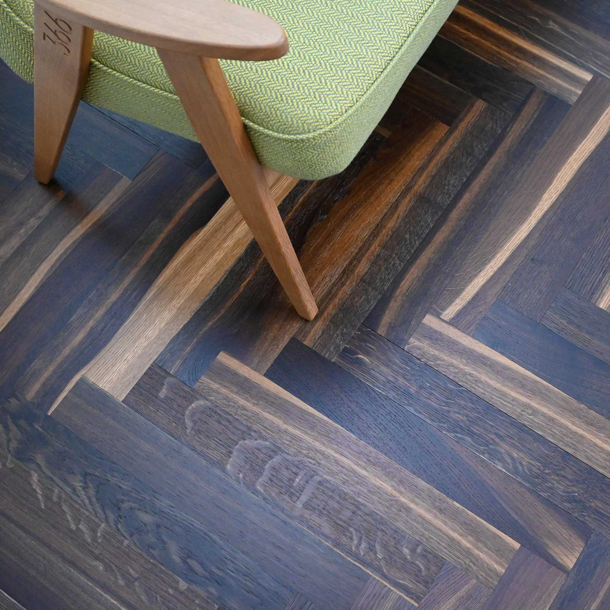 TH108 Smoked Oak Strip Herringbone - V4 Wooden Floor
