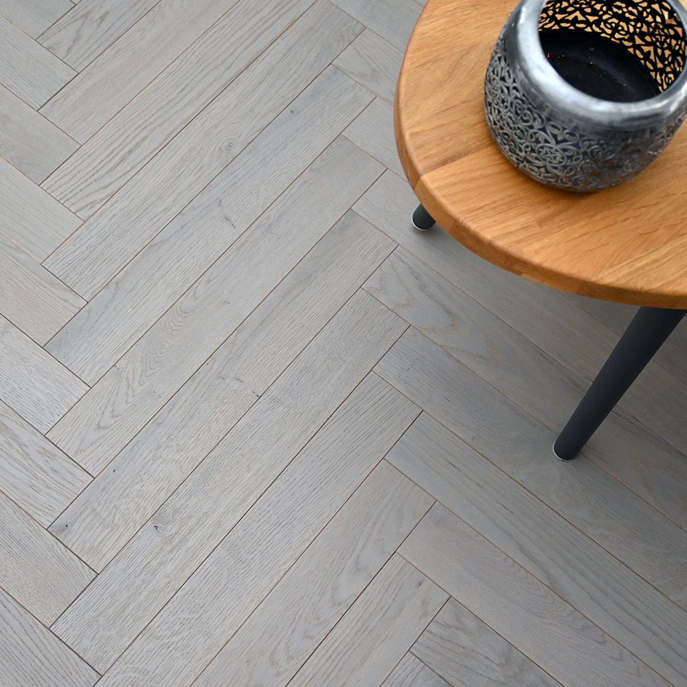 TH110 Misty Grey Strip Herringbone - V4 Wood Floor