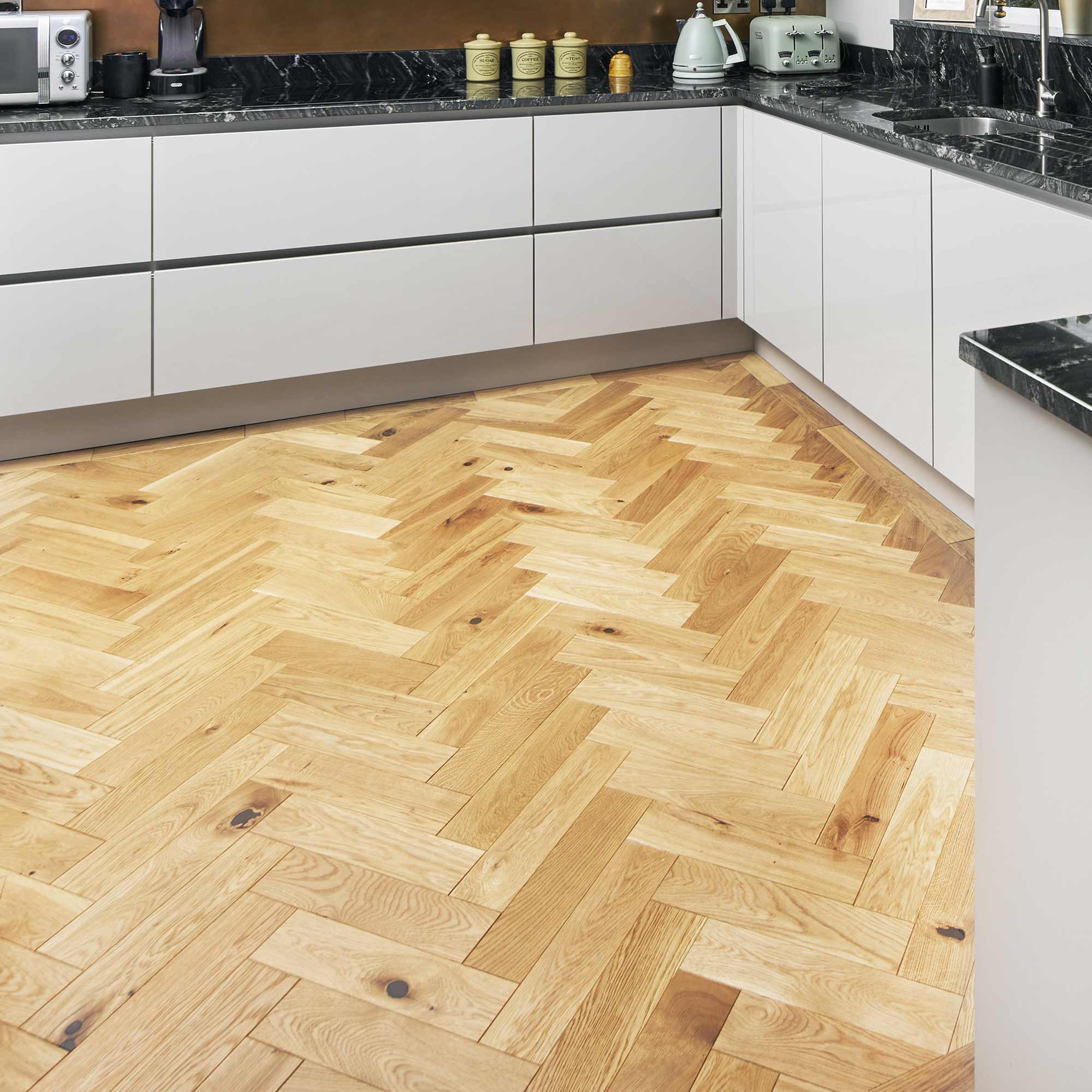 ZB109 Brushed Matt Oak - Herringbone Parquet Oak Wooden Flooring From V4