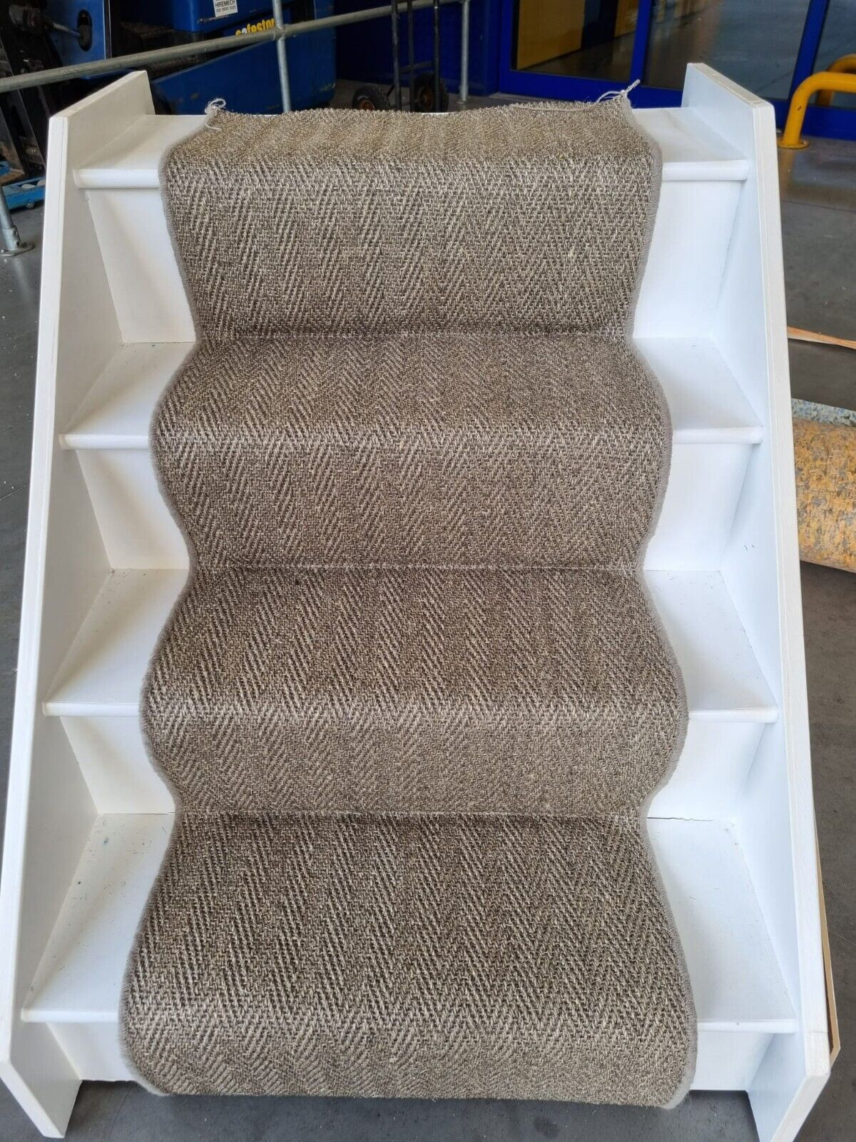 Grey Sisal Herringbone Carpet Stair Runner with Whipped Edges